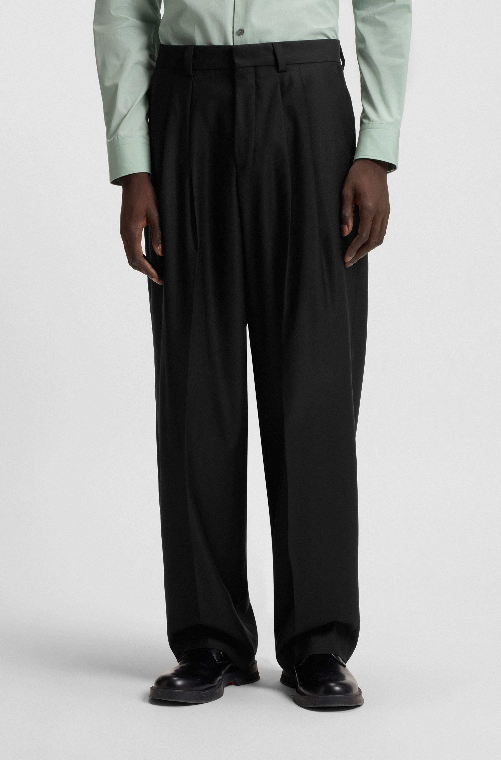 Modern-fit trousers in wool-blend twill