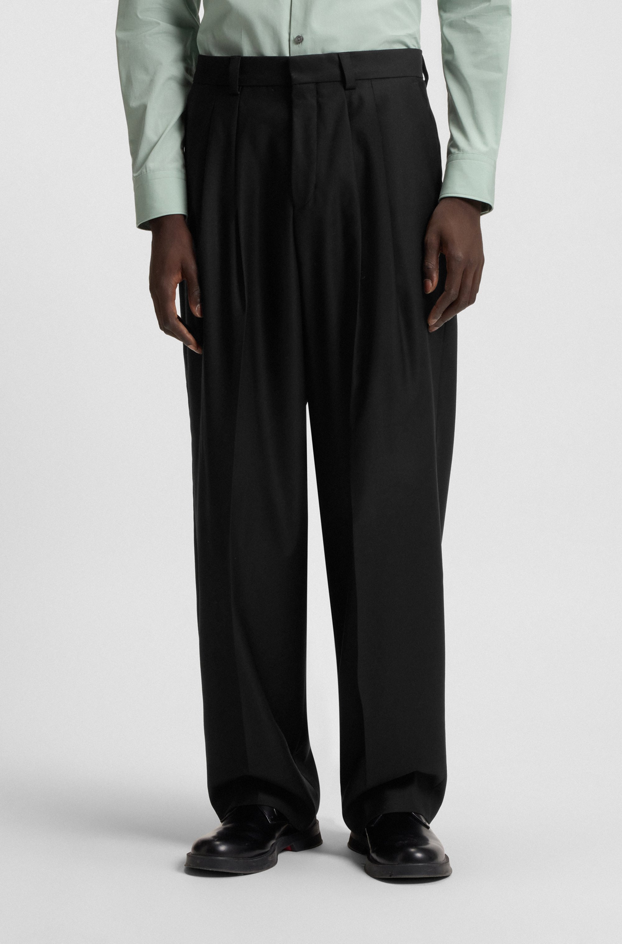 Modern-fit trousers in wool-blend twill