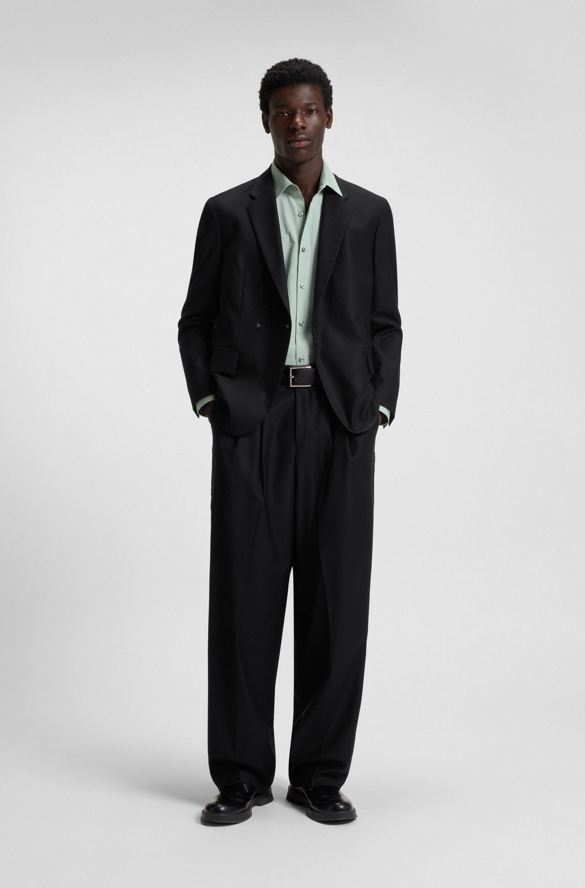 Modern-fit trousers in wool-blend twill