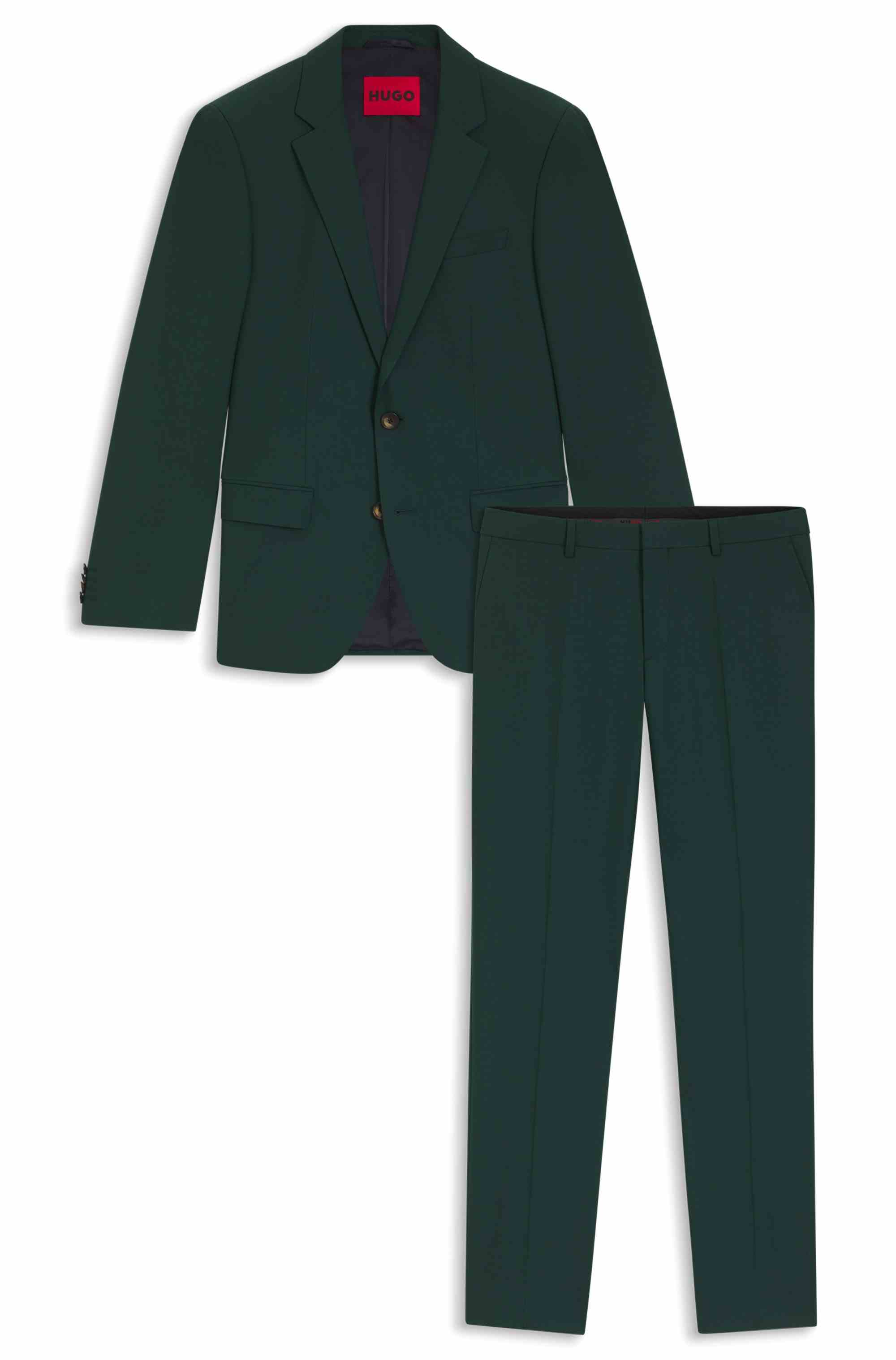 Two-piece slim-fit suit in wool-blend poplin