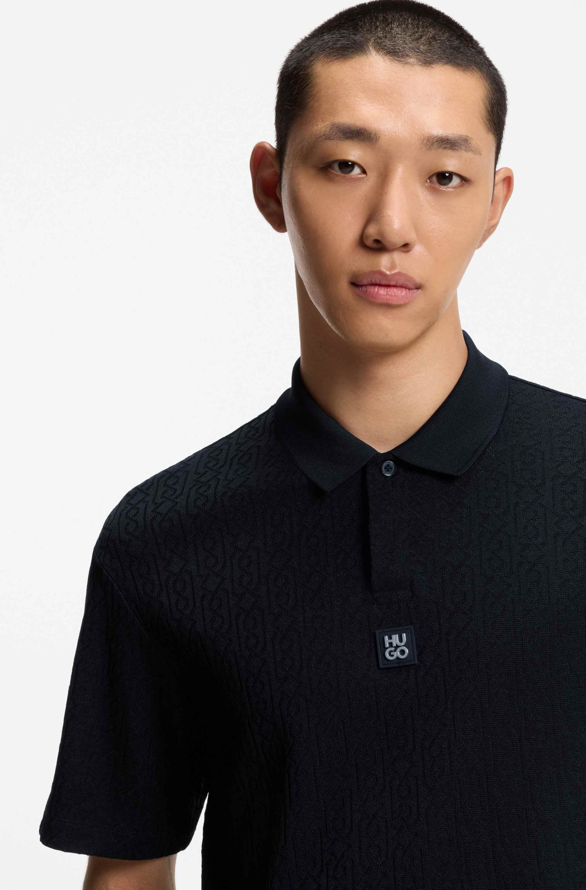 Relaxed-fit polo shirt with jacquard pattern
