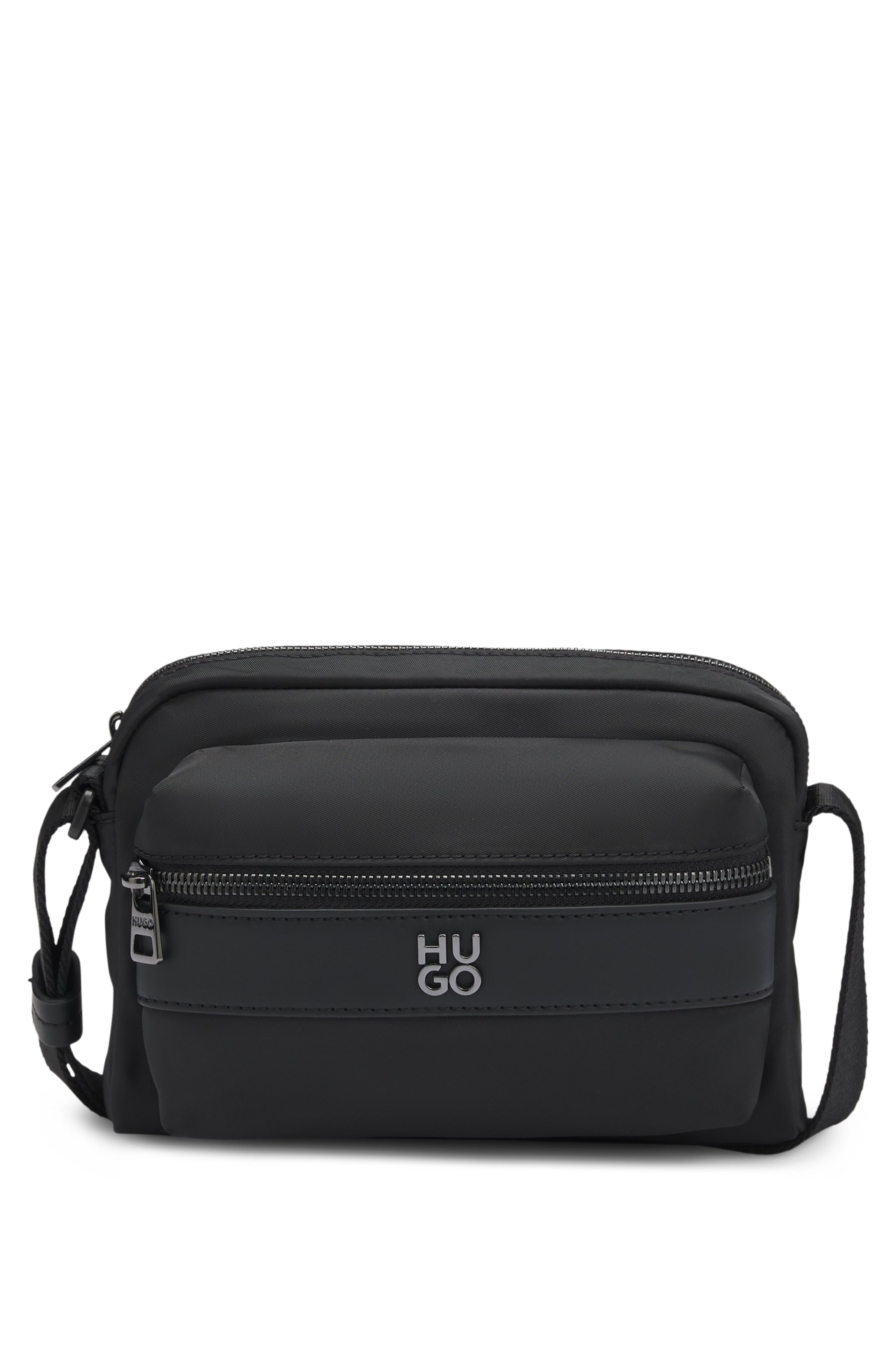 Twill crossbody bag with stacked-logo hardware