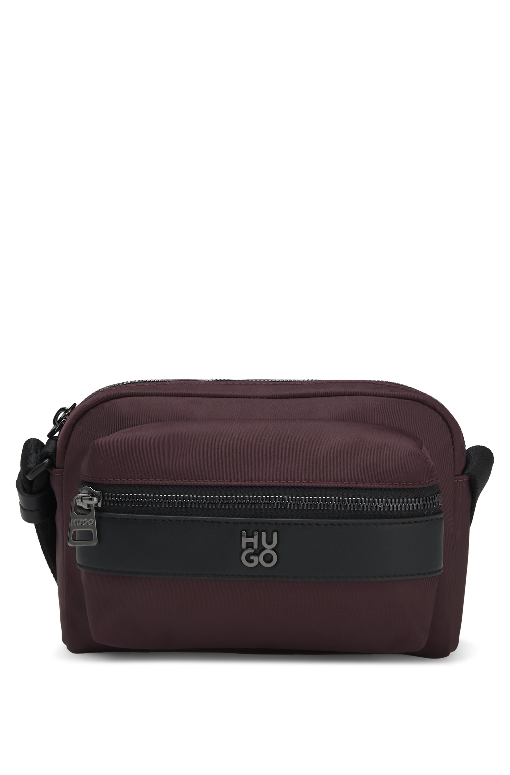 Twill crossbody bag with stacked-logo hardware