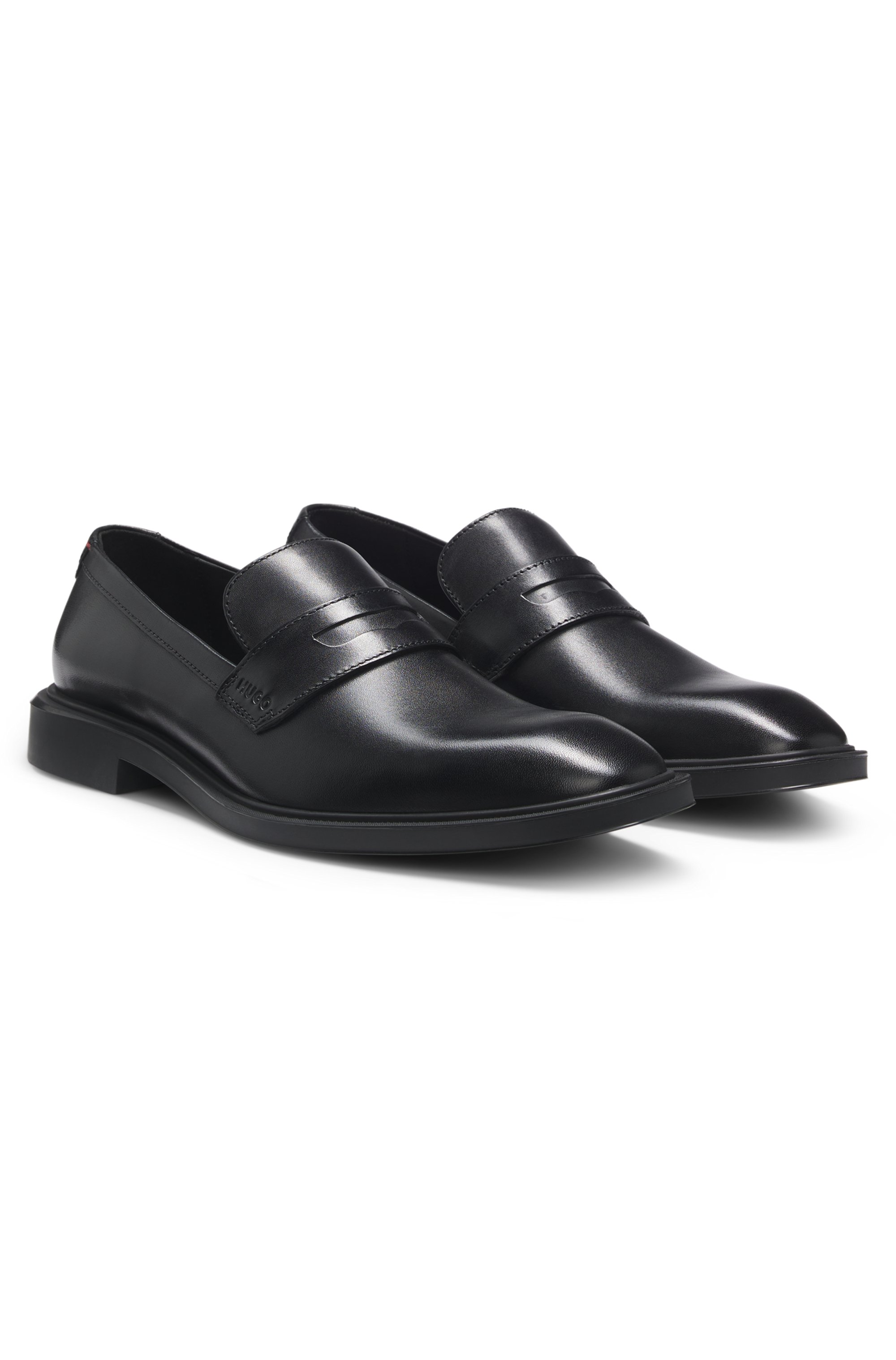 Leather loafers with penny trim