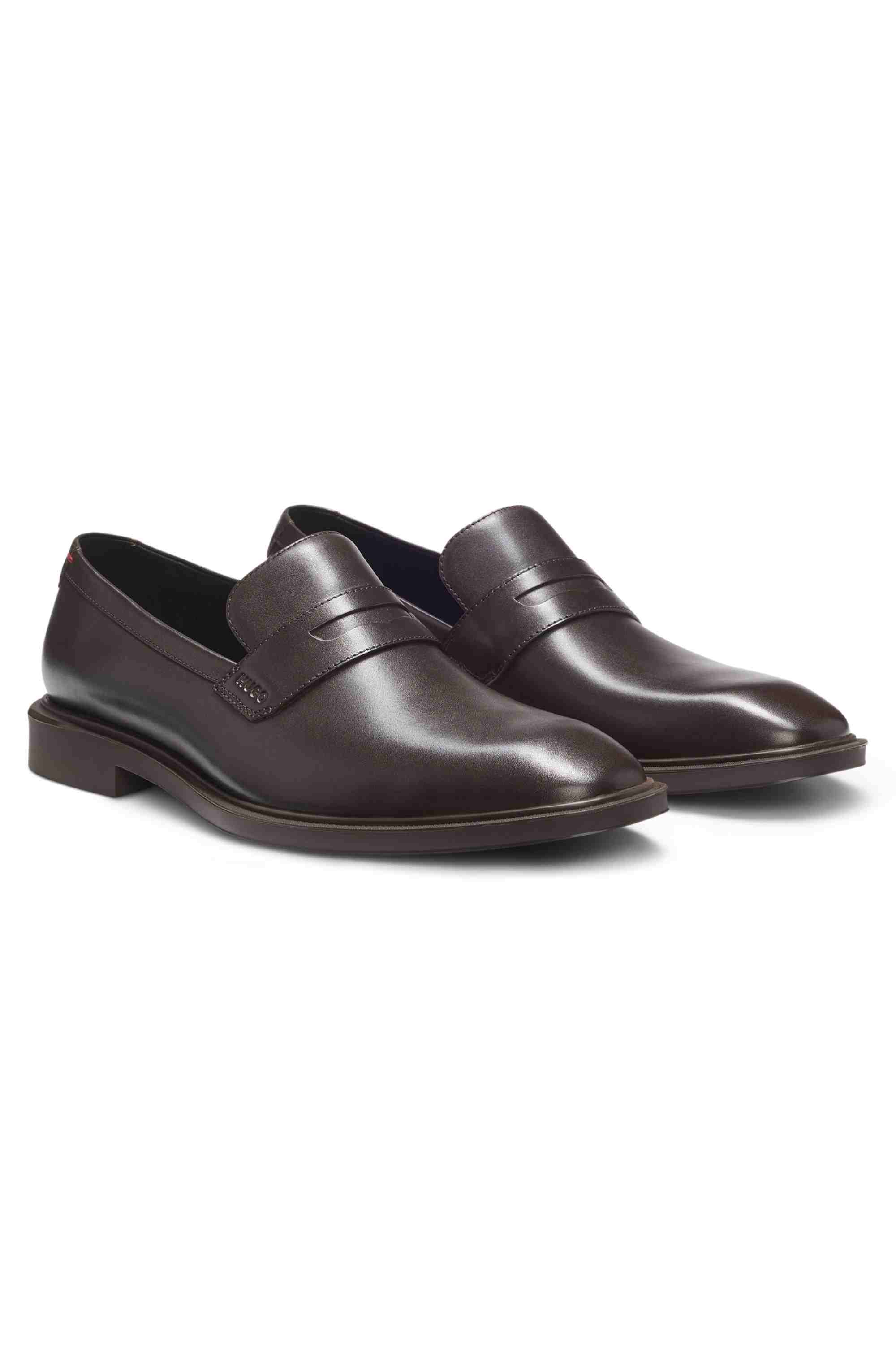 Leather loafers with penny trim