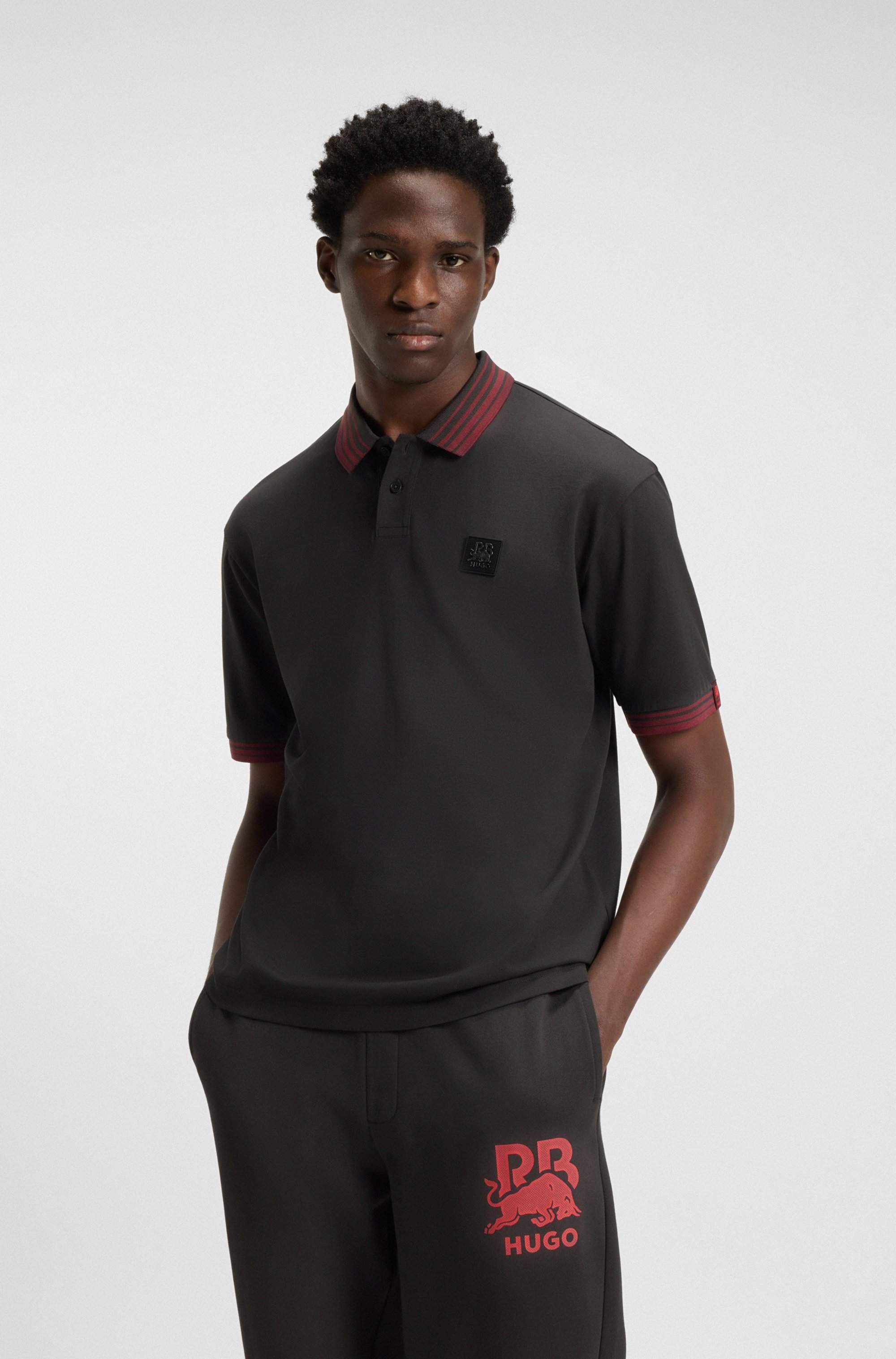 HUGO x RB polo shirt with bull logo patch