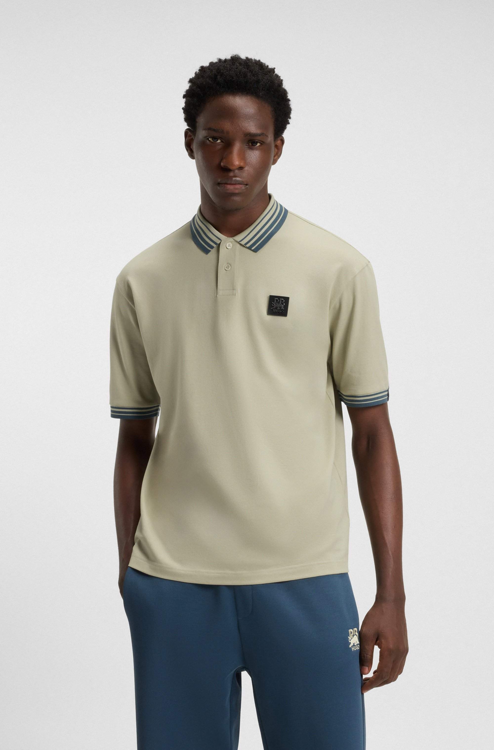 HUGO x RB polo shirt with bull logo patch