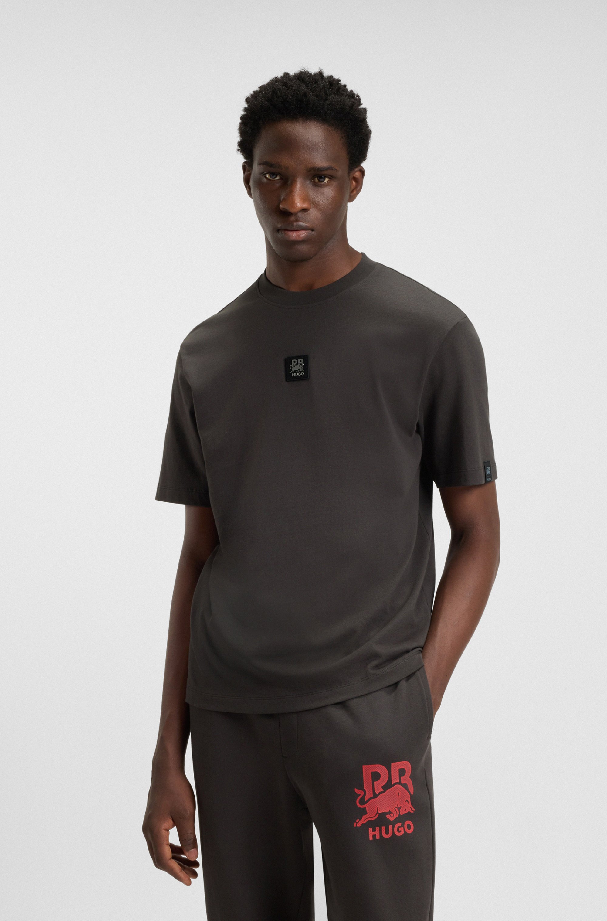 HUGO x RB T-shirt with bull-graphic logo patch