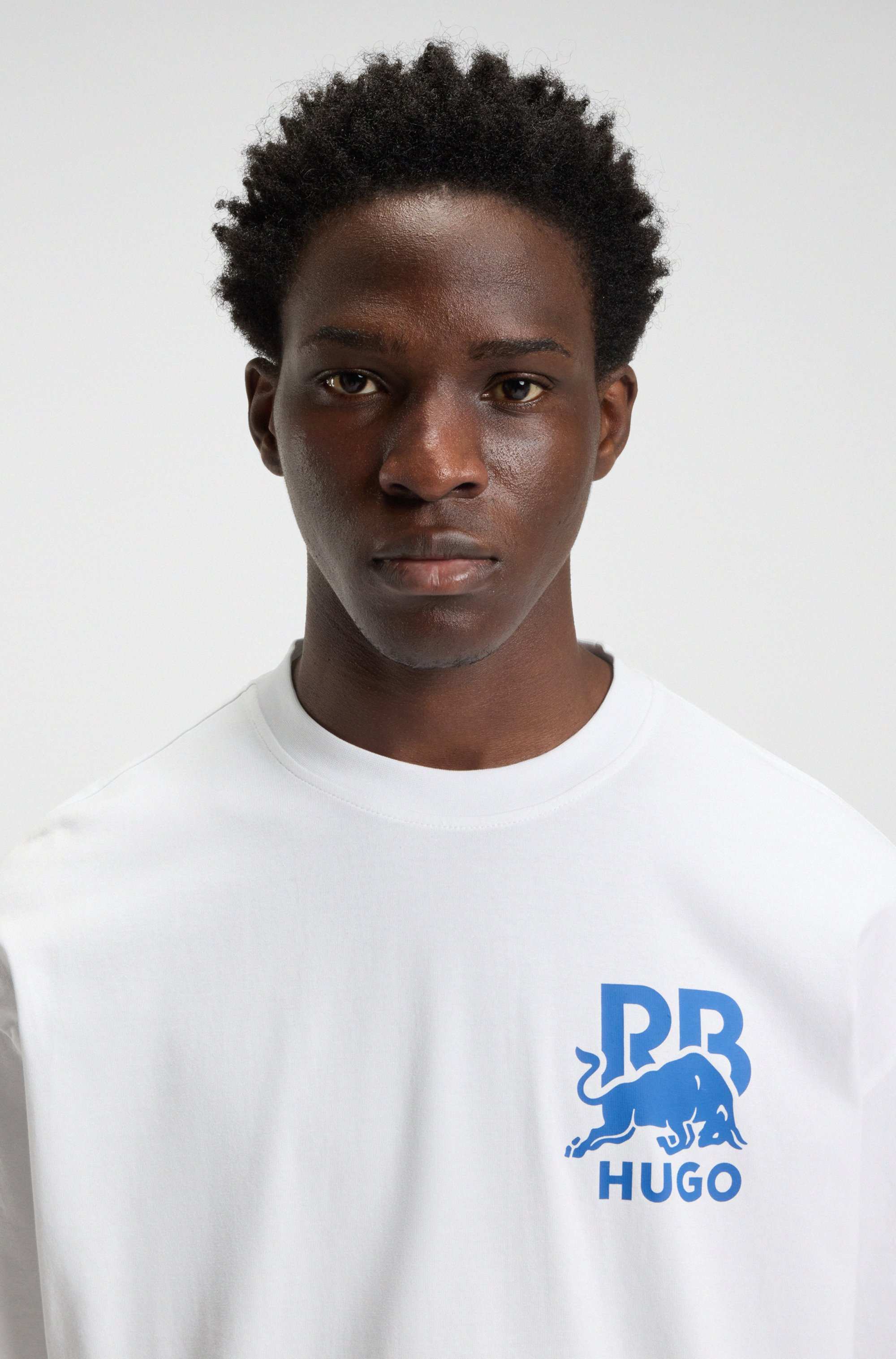 HUGO x RB cotton T-shirt with bull-graphic logo