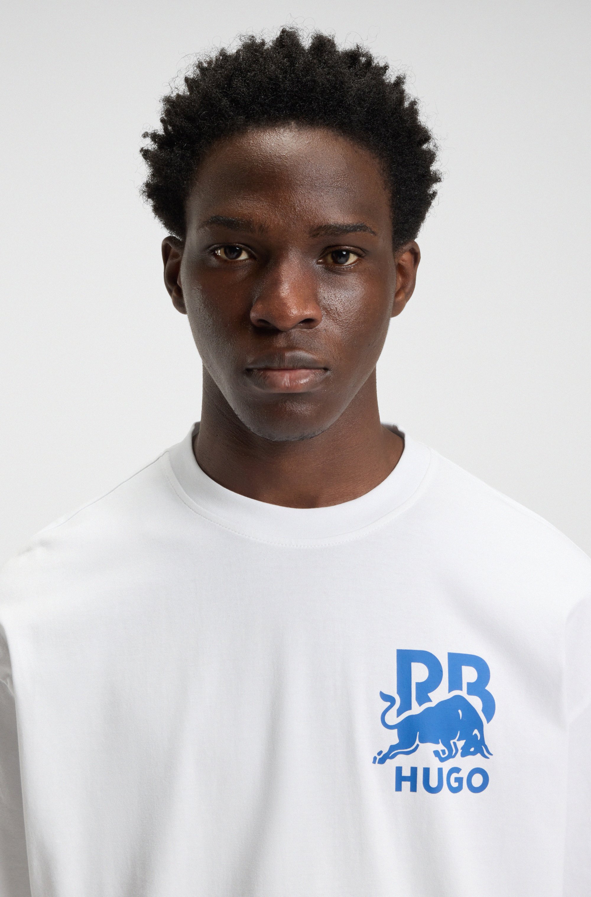 HUGO x RB cotton T-shirt with bull-graphic logo