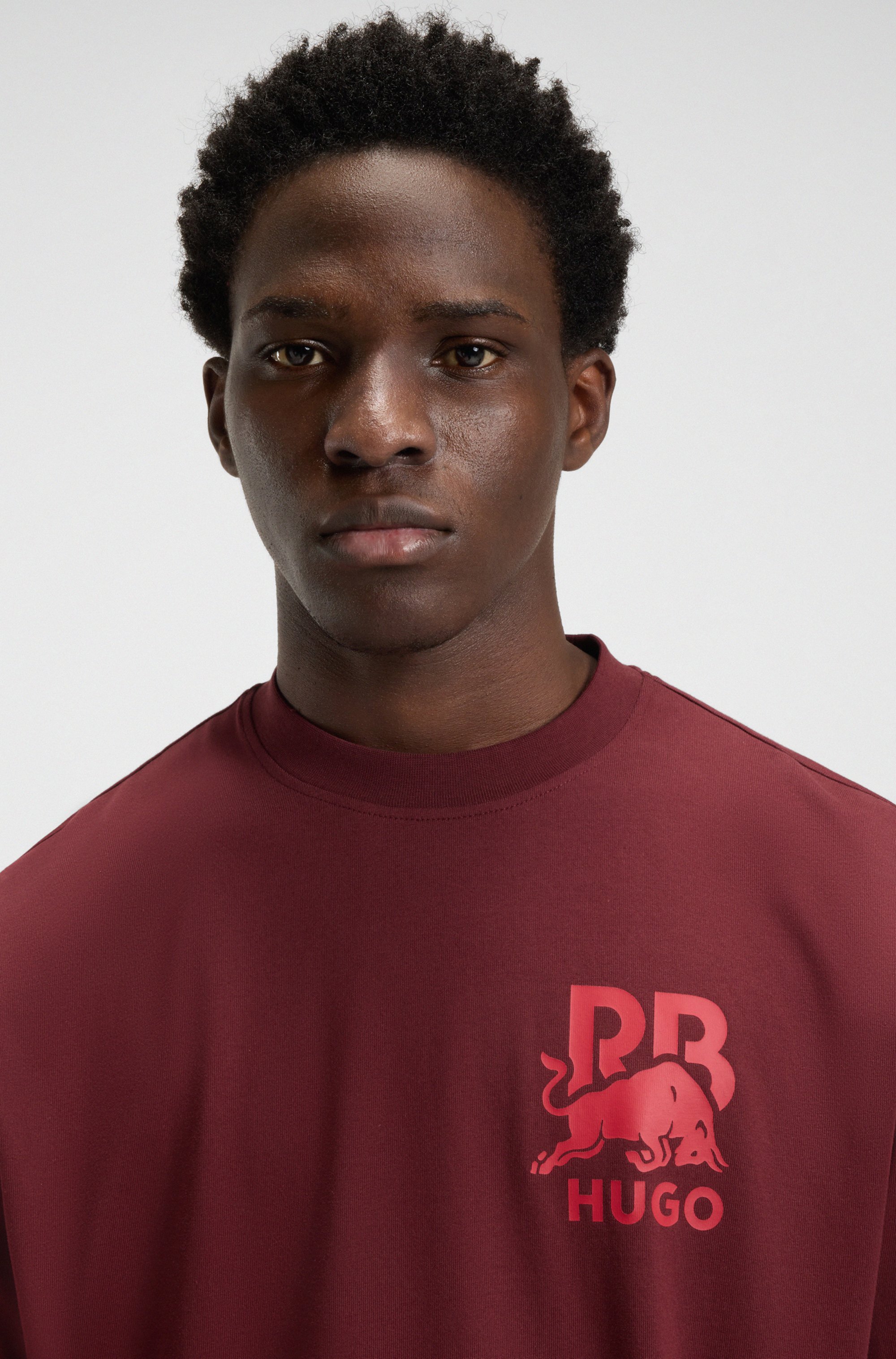 HUGO x RB cotton T-shirt with bull-graphic logo