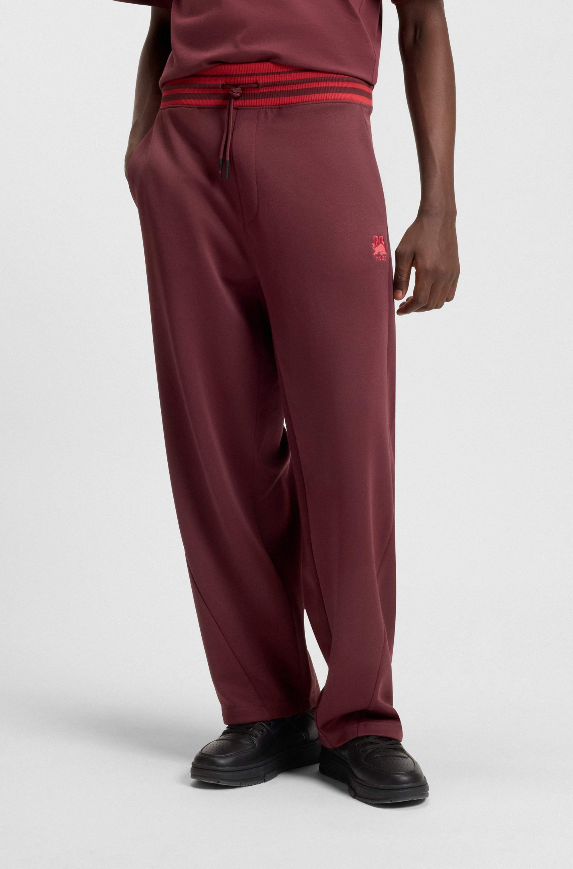 HUGO x RB oversized-fit tracksuit bottoms with striped waistband