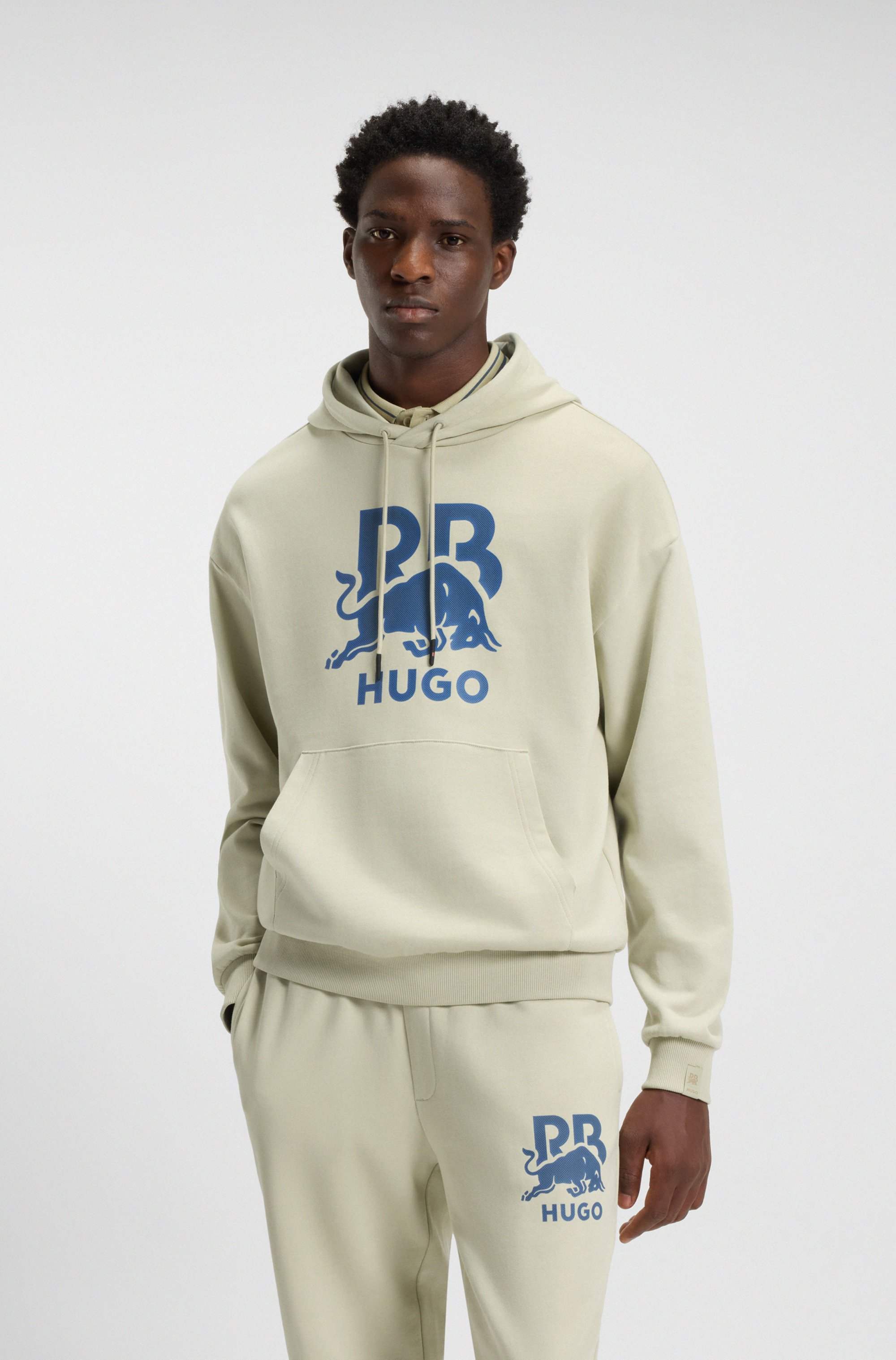 HUGO x RB cotton-terry hoodie with bull graphic
