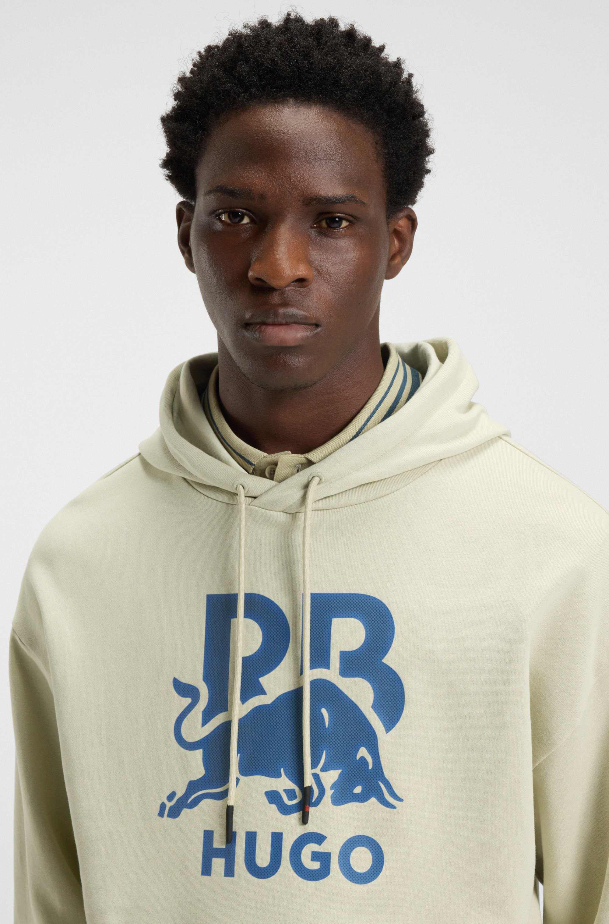 HUGO x RB cotton-terry hoodie with bull graphic