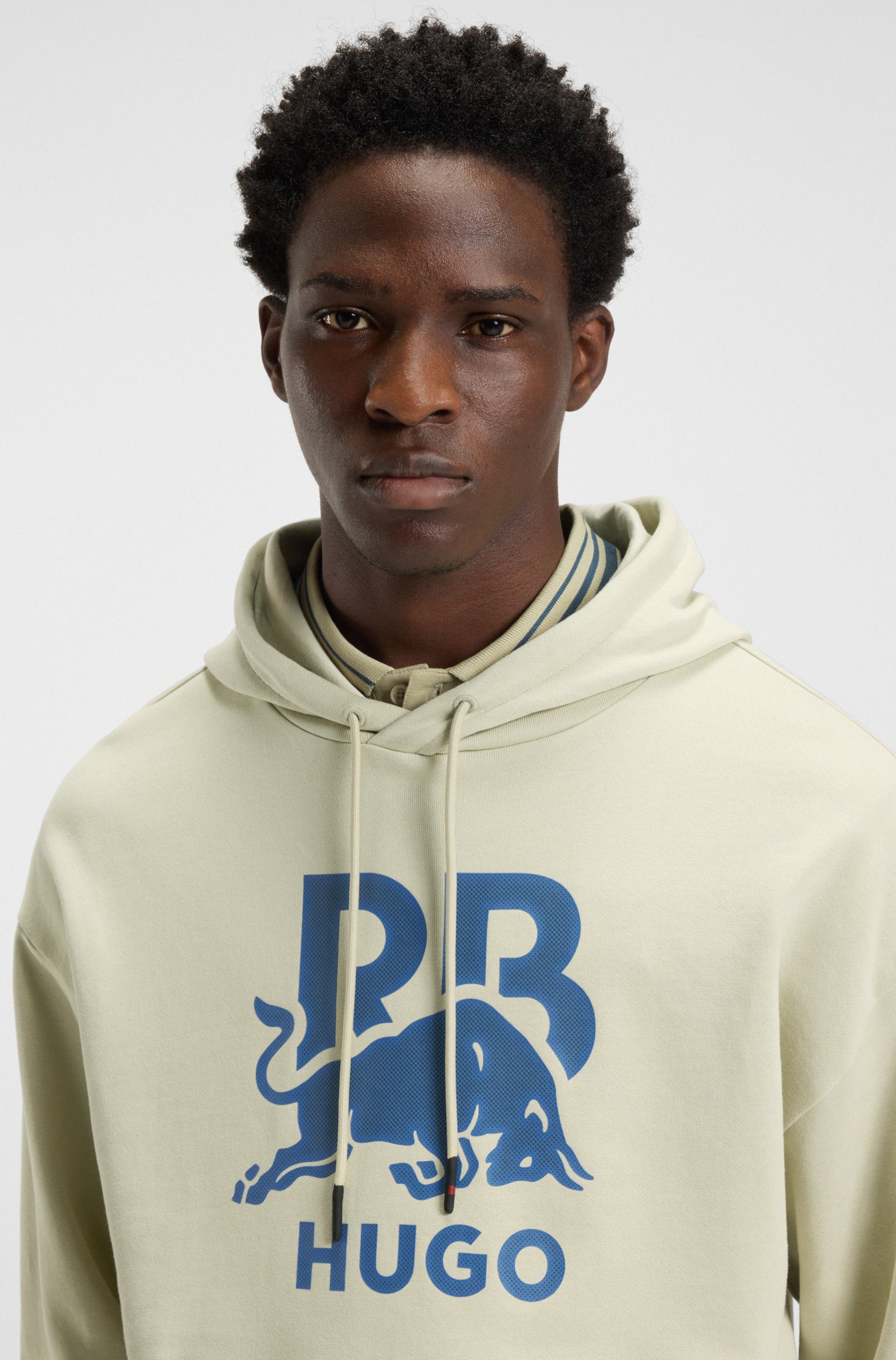 HUGO x RB cotton-terry hoodie with bull graphic