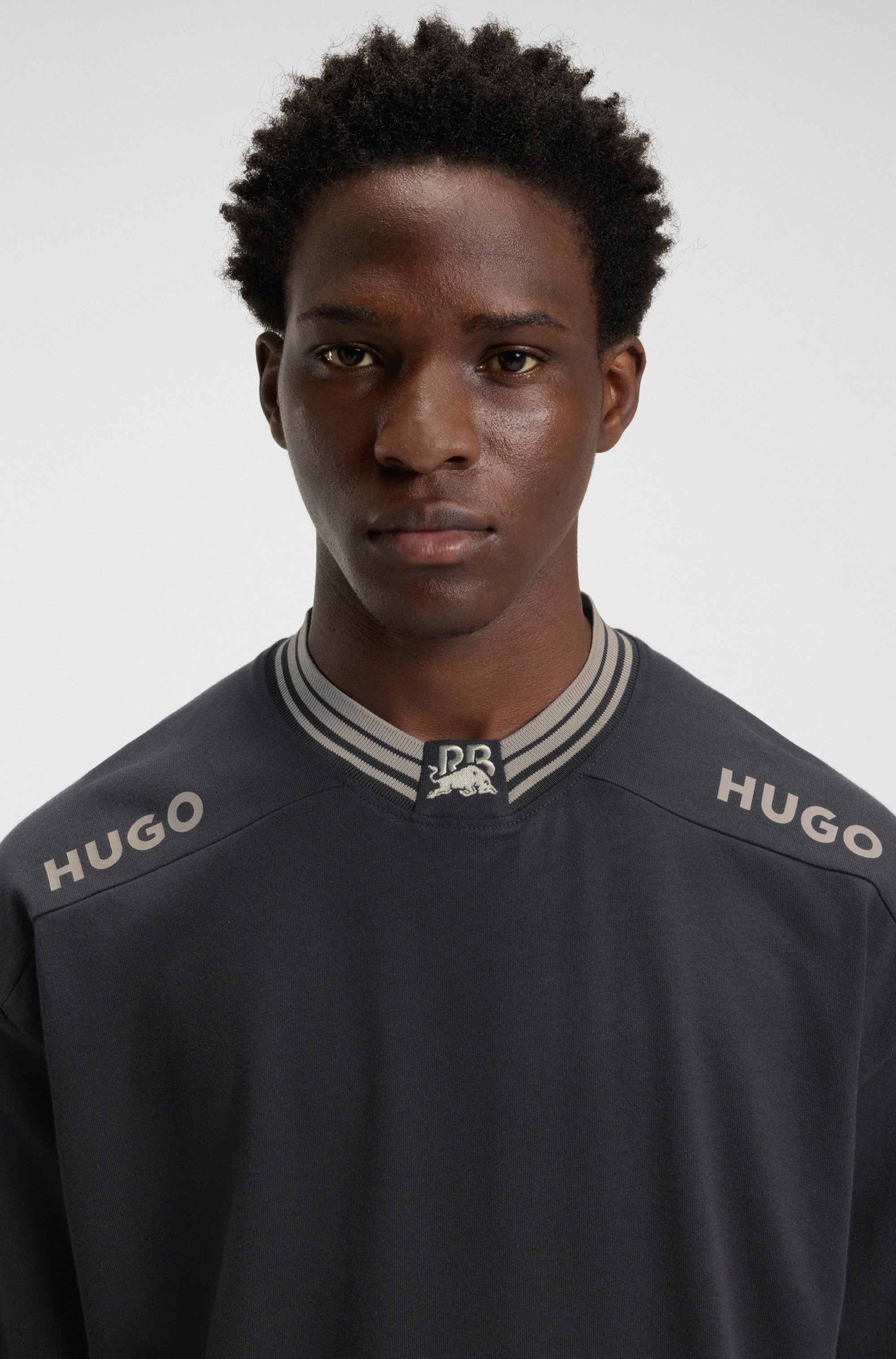 HUGO x RB cotton T-shirt with tipping and logos