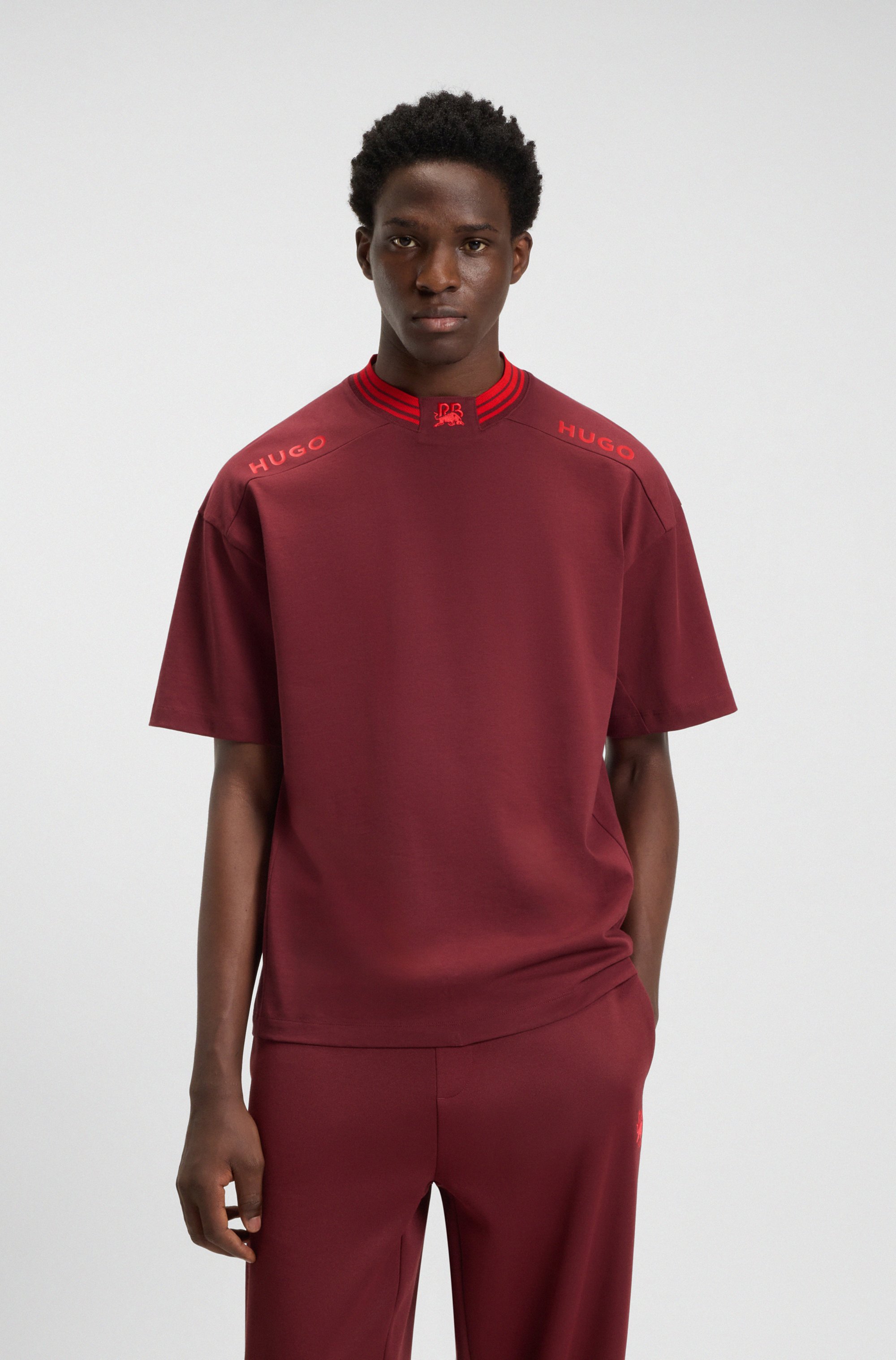 HUGO x RB cotton T-shirt with tipping and logos