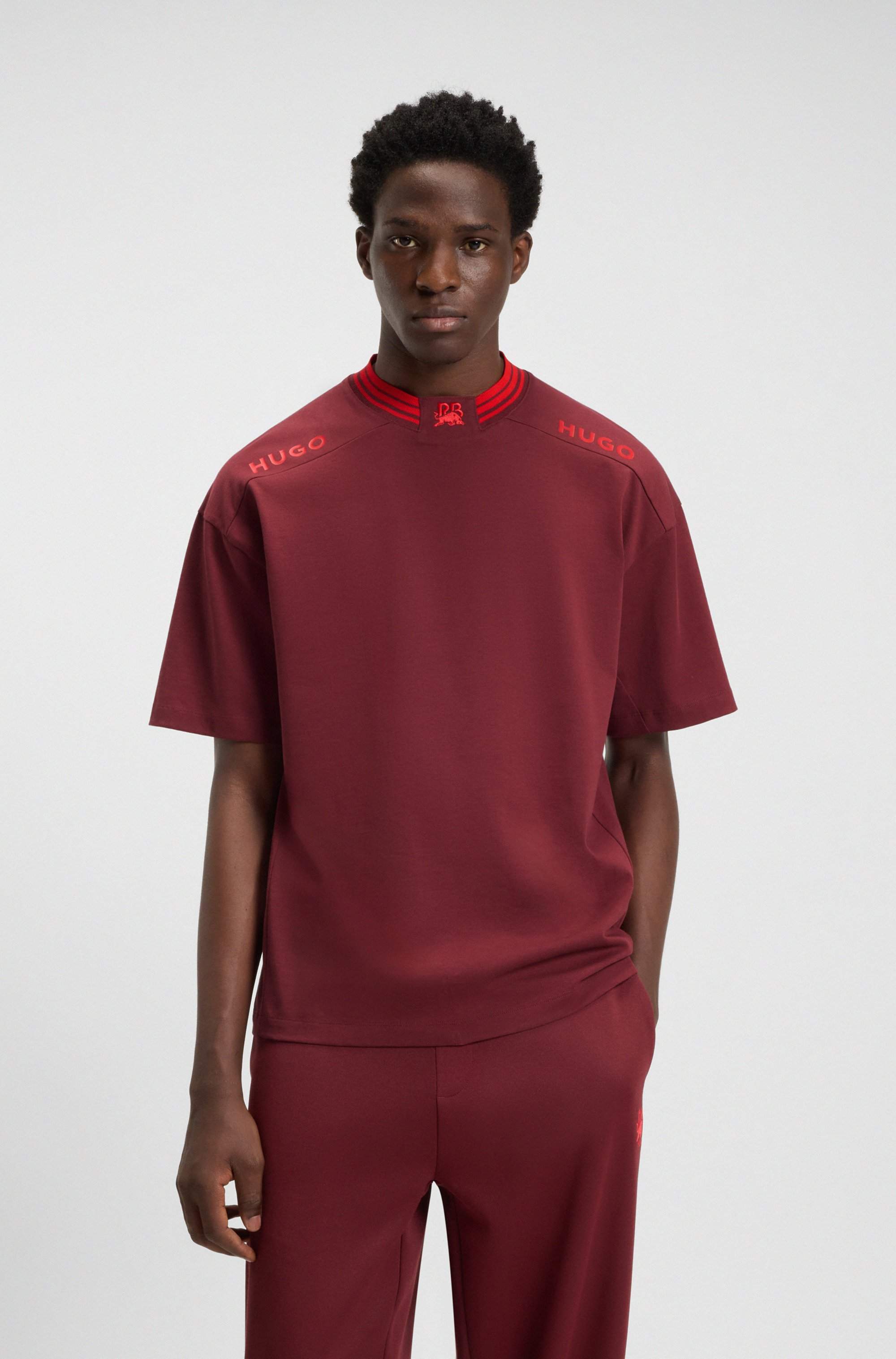 HUGO x RB cotton T-shirt with tipping and logos