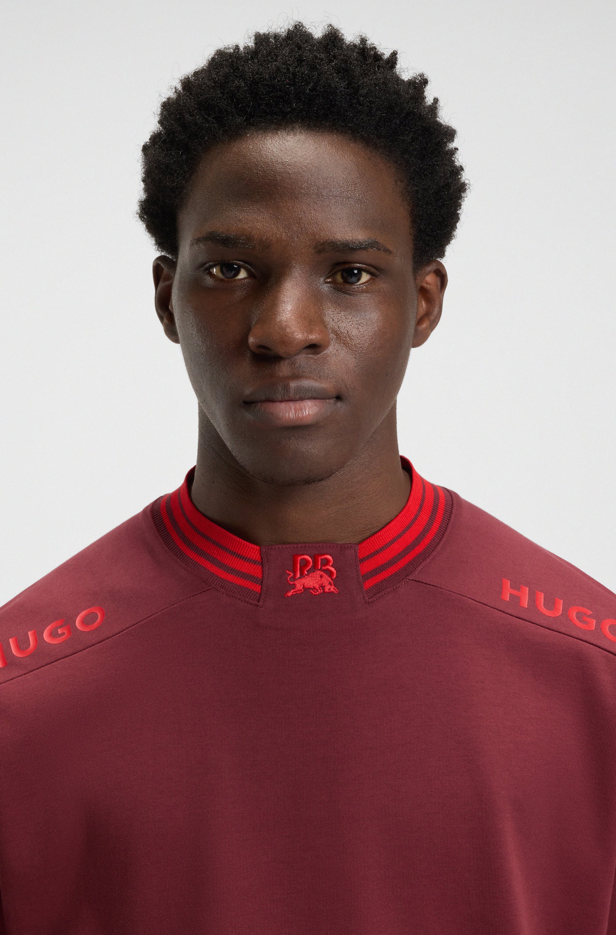 HUGO x RB cotton T-shirt with tipping and logos