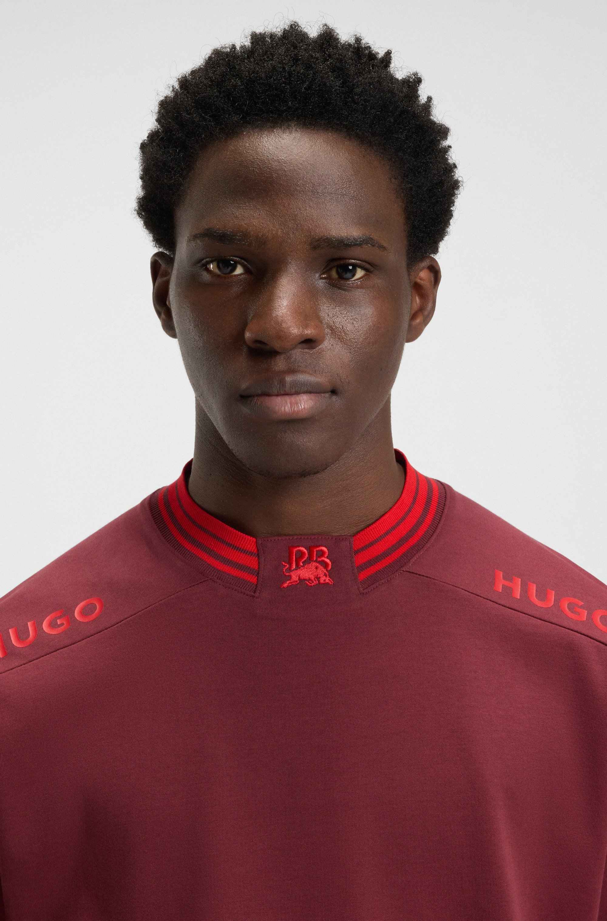 HUGO x RB cotton T-shirt with tipping and logos