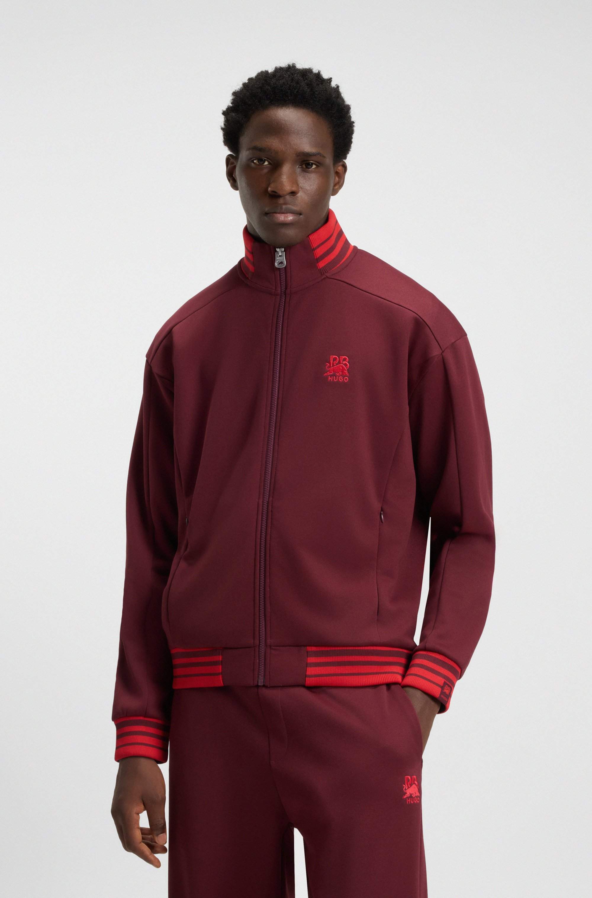 HUGO x RB zip-up sweatshirt with bull-graphic logo