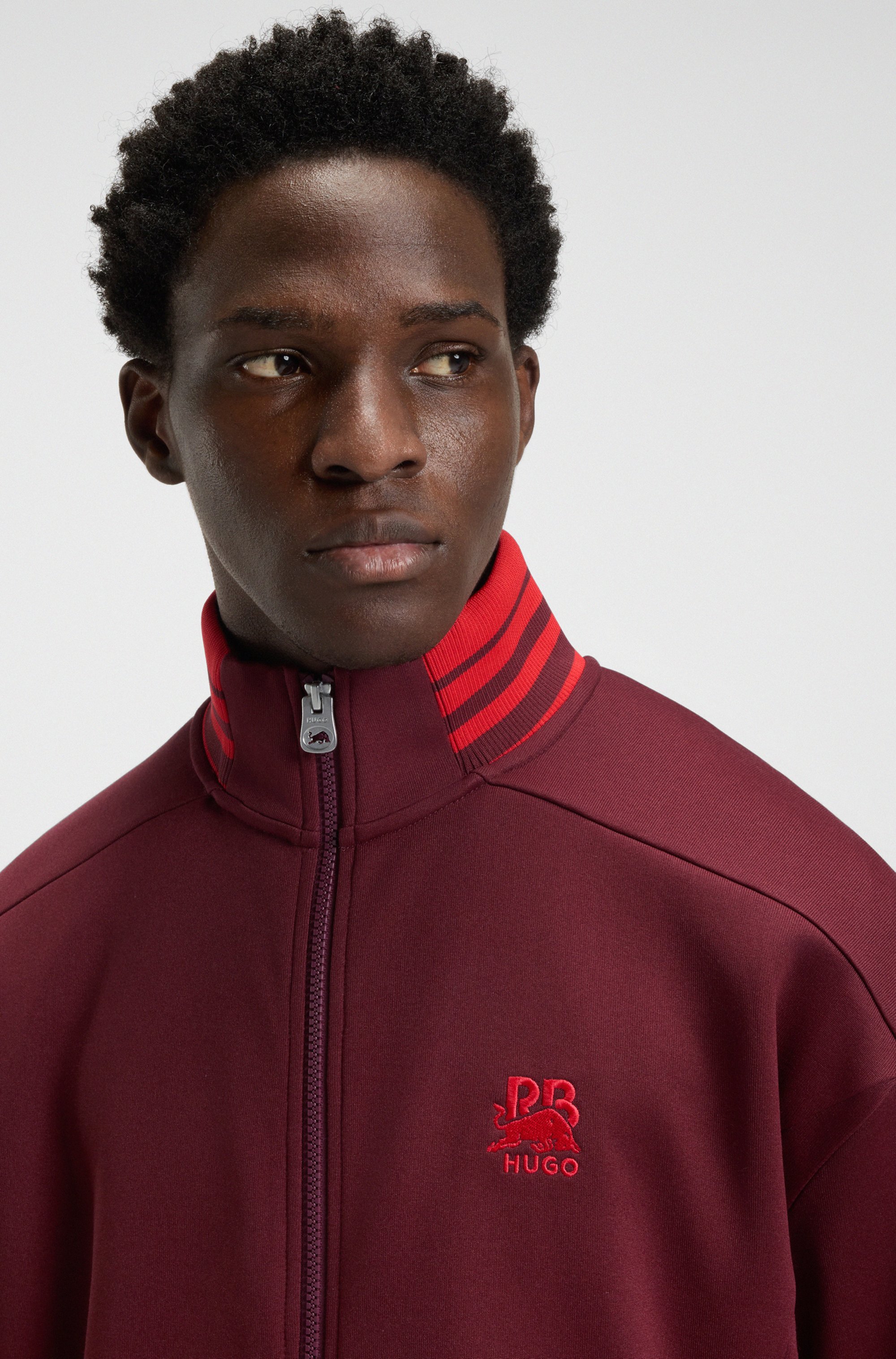 HUGO x RB zip-up sweatshirt with bull-graphic logo