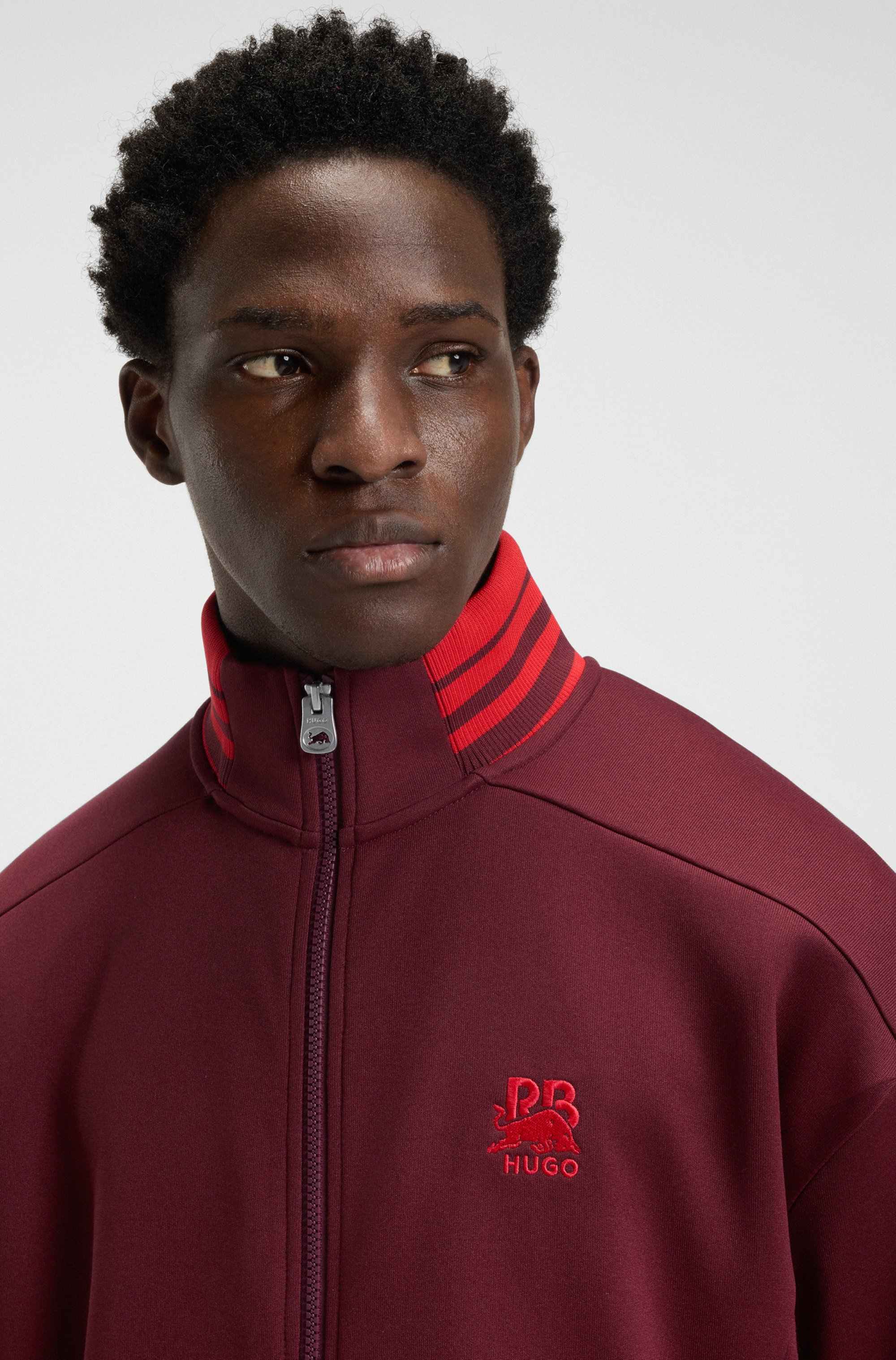 HUGO x RB zip-up sweatshirt with bull-graphic logo