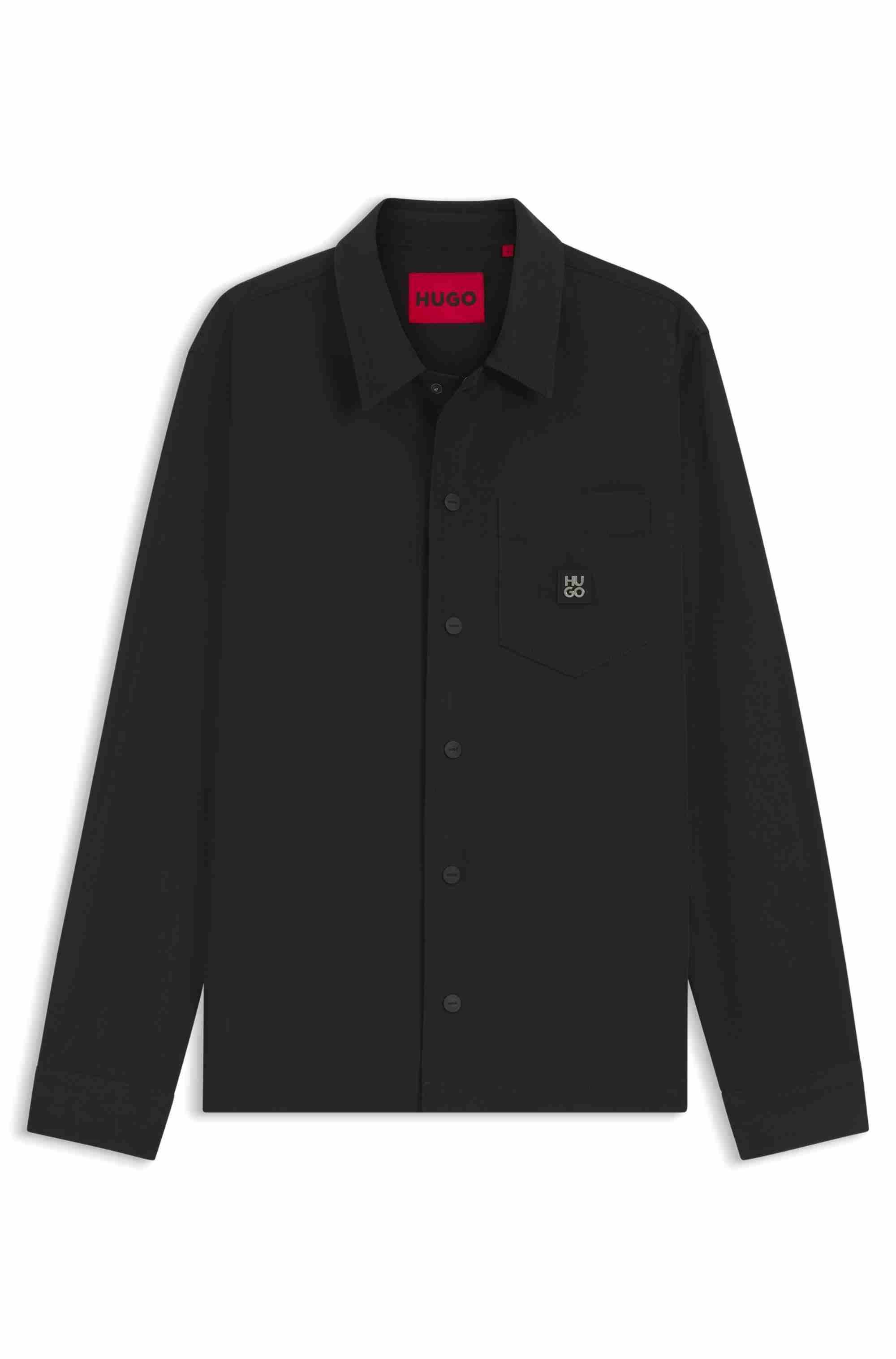 Oversized-fit shirt with stacked-logo badge