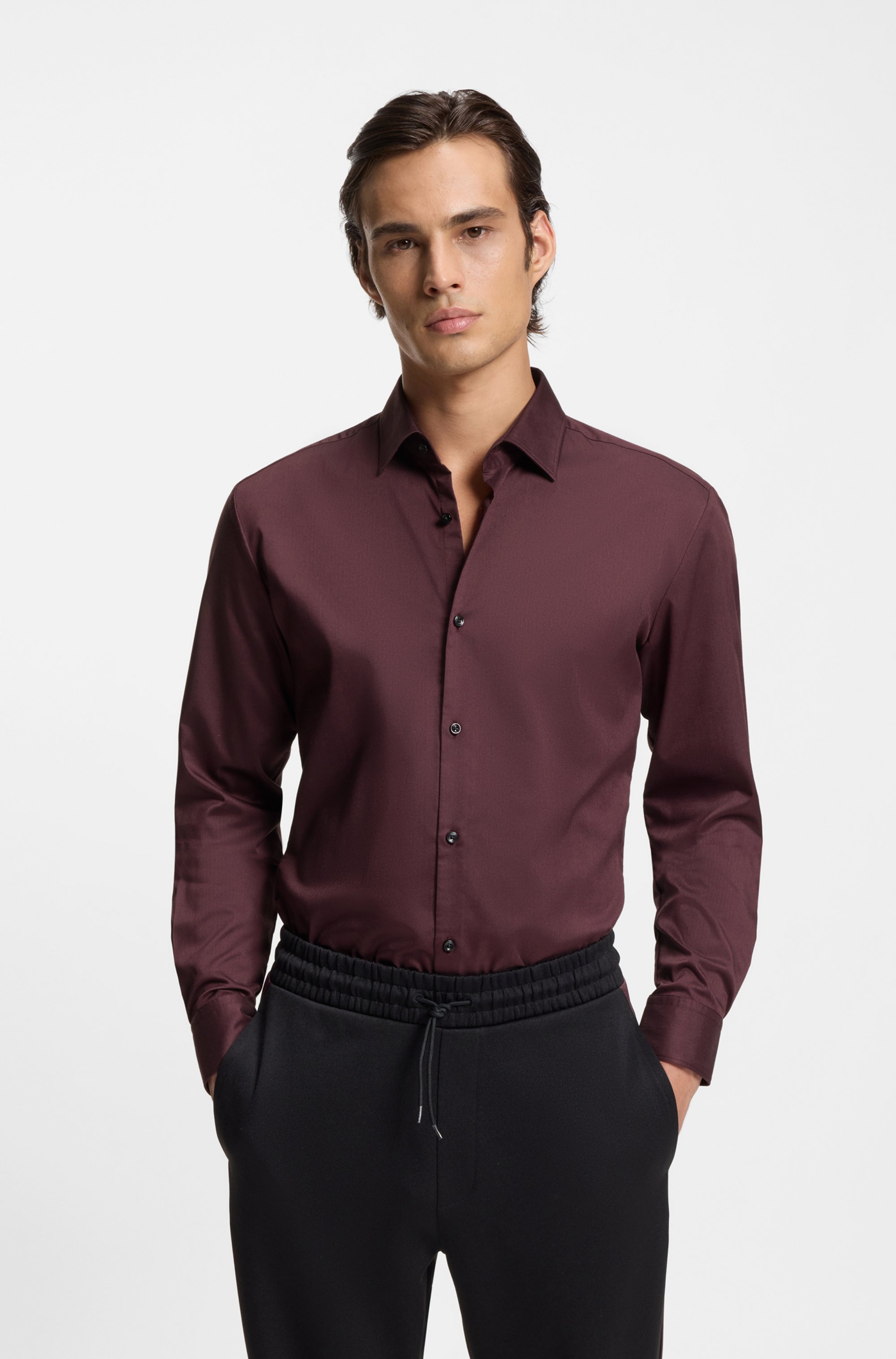 Slim-fit shirt in stretch twill