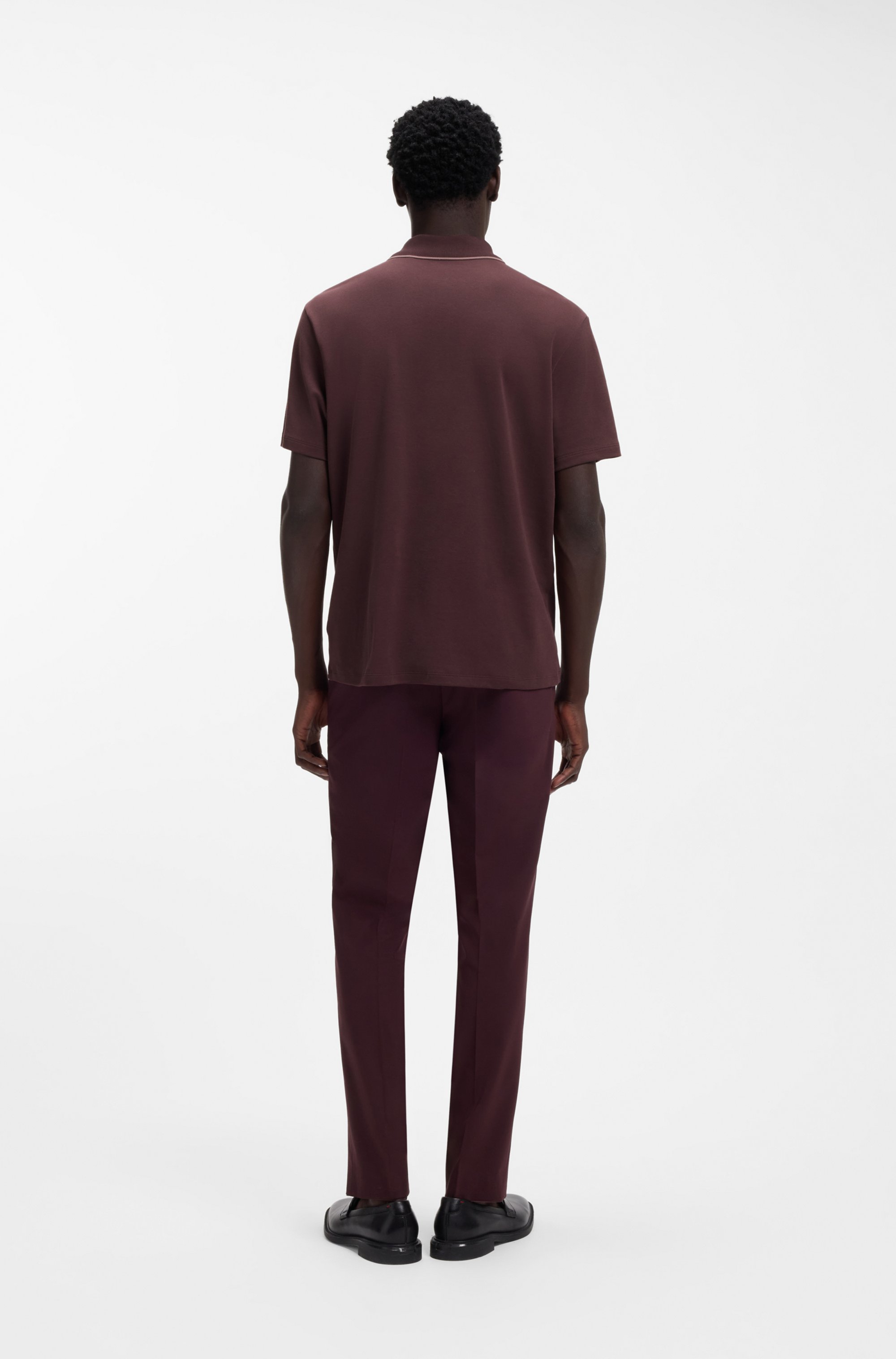 Cotton-jersey polo shirt with contrast edges