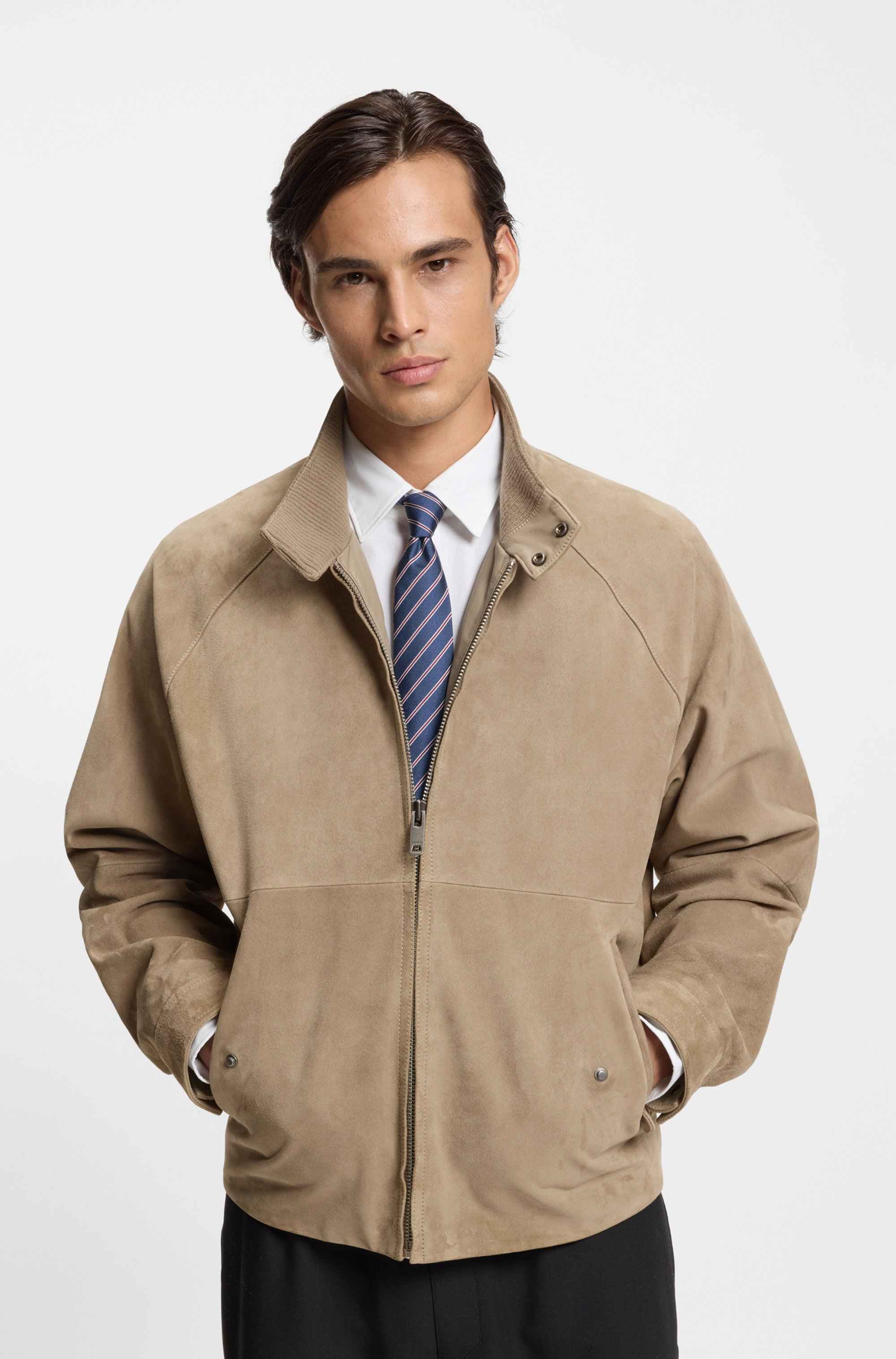 Regular-fit jacket in suede
