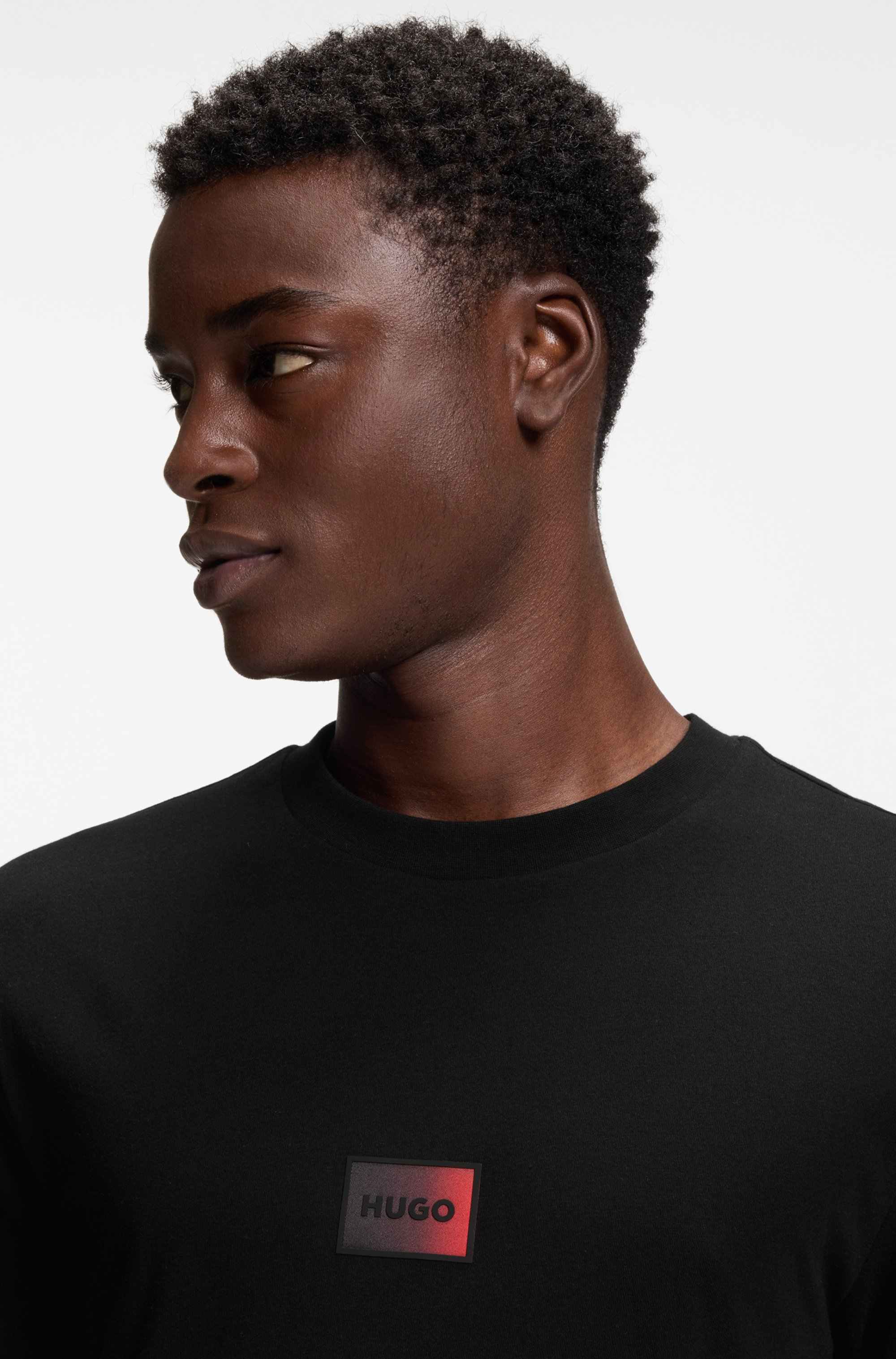 Cotton-jersey T-shirt with gradient logo label