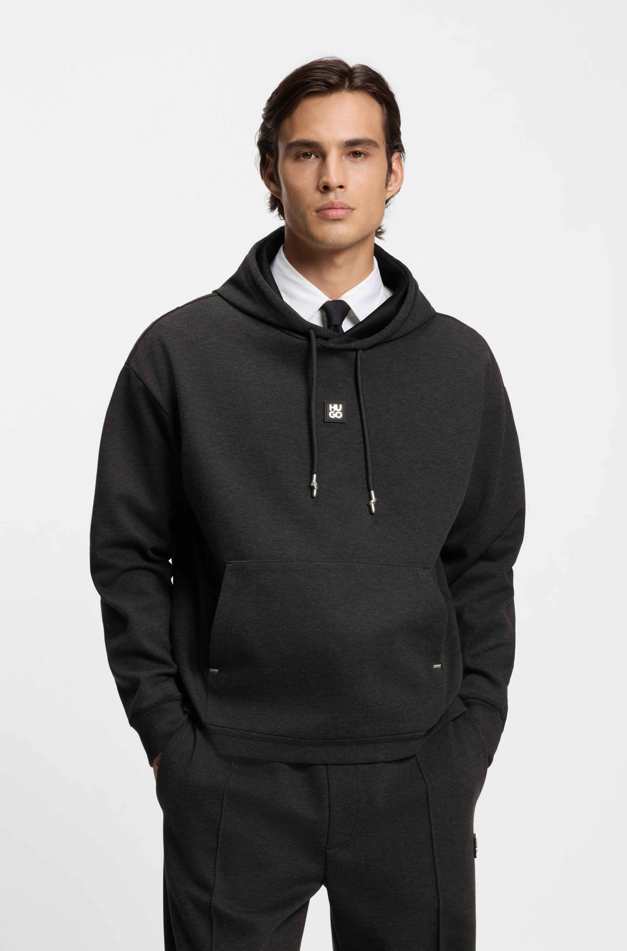 Relaxed-fit hoodie with stacked logo