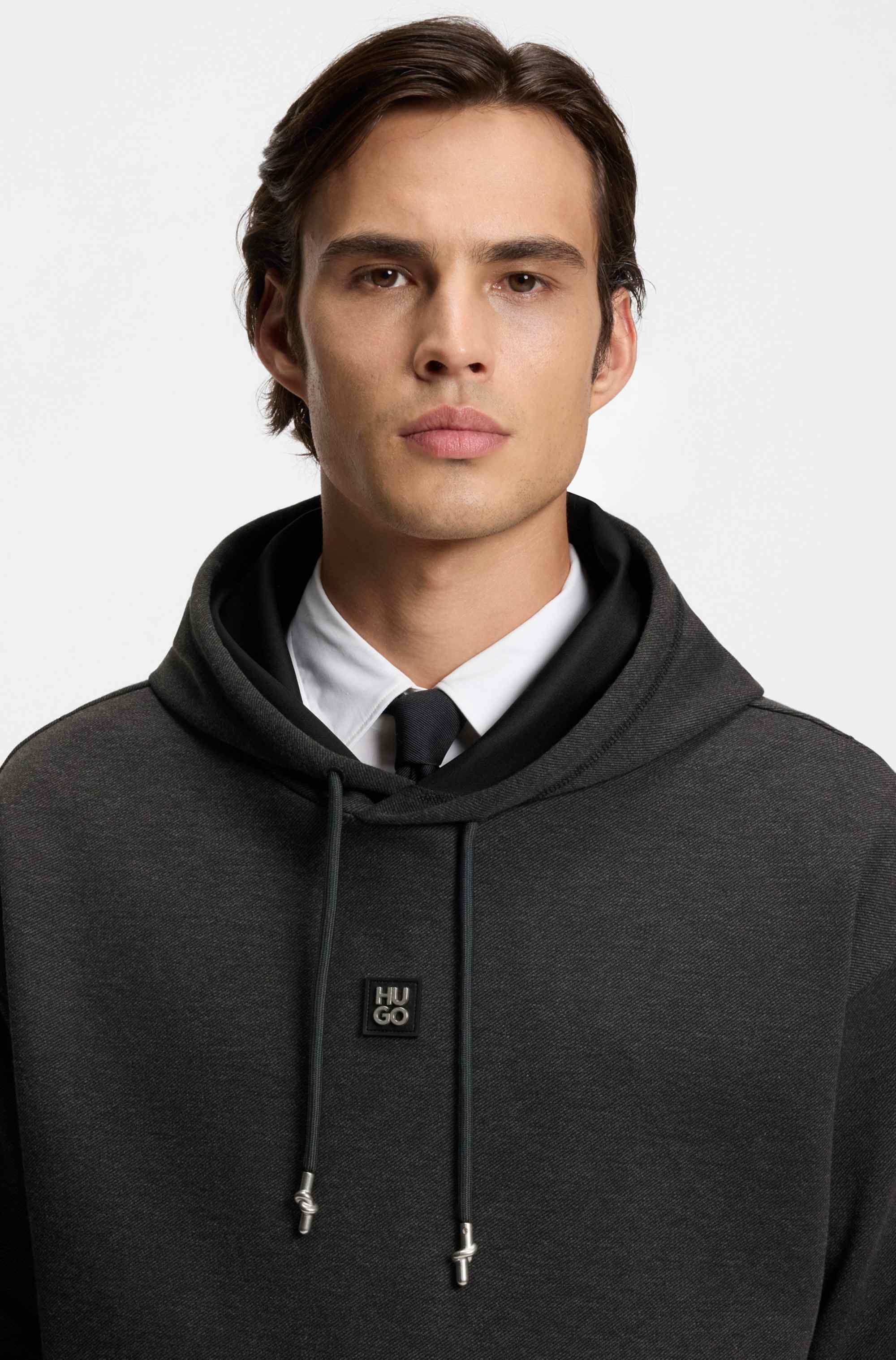 Relaxed-fit hoodie with stacked logo