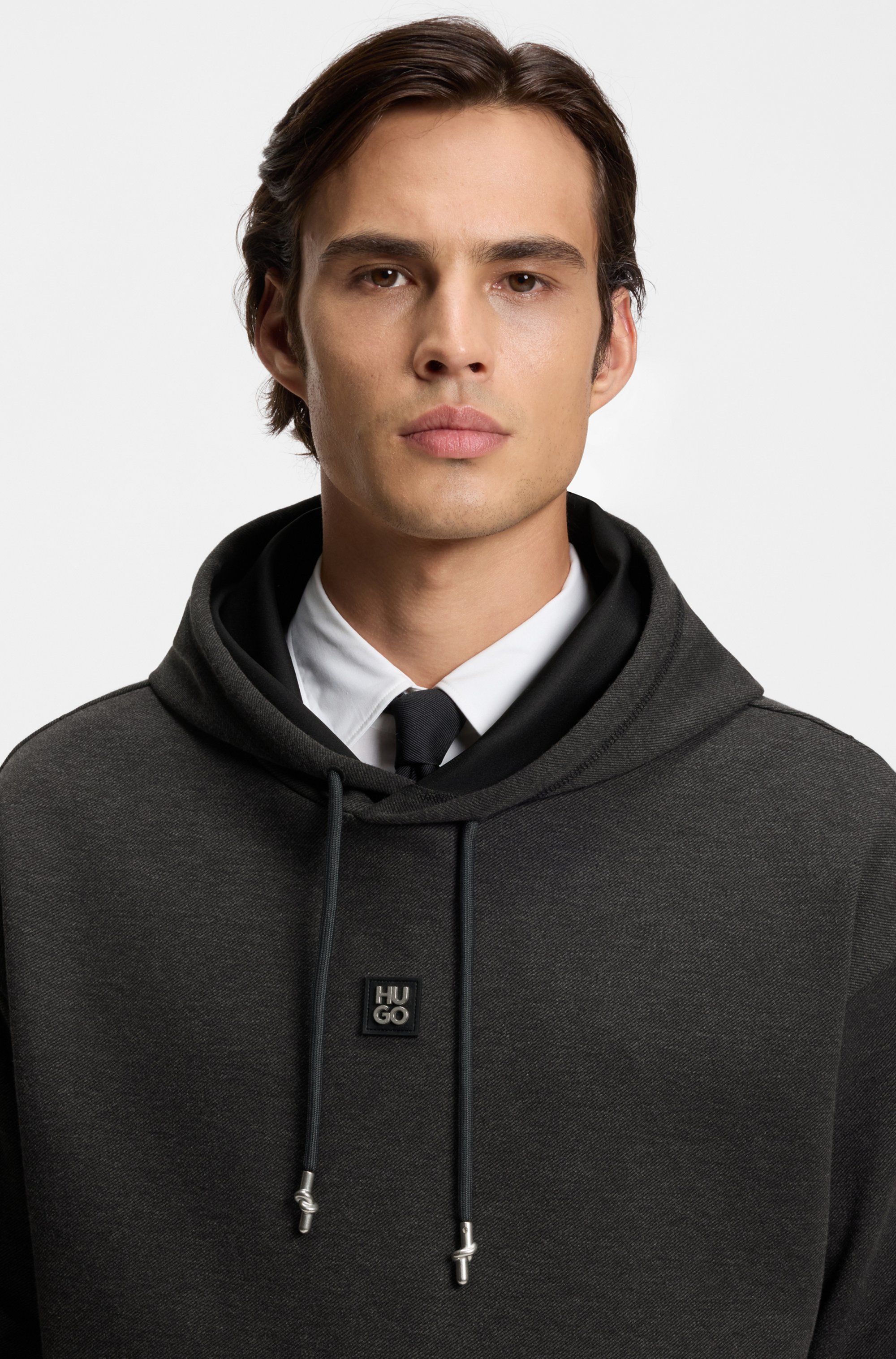Relaxed-fit hoodie with stacked logo