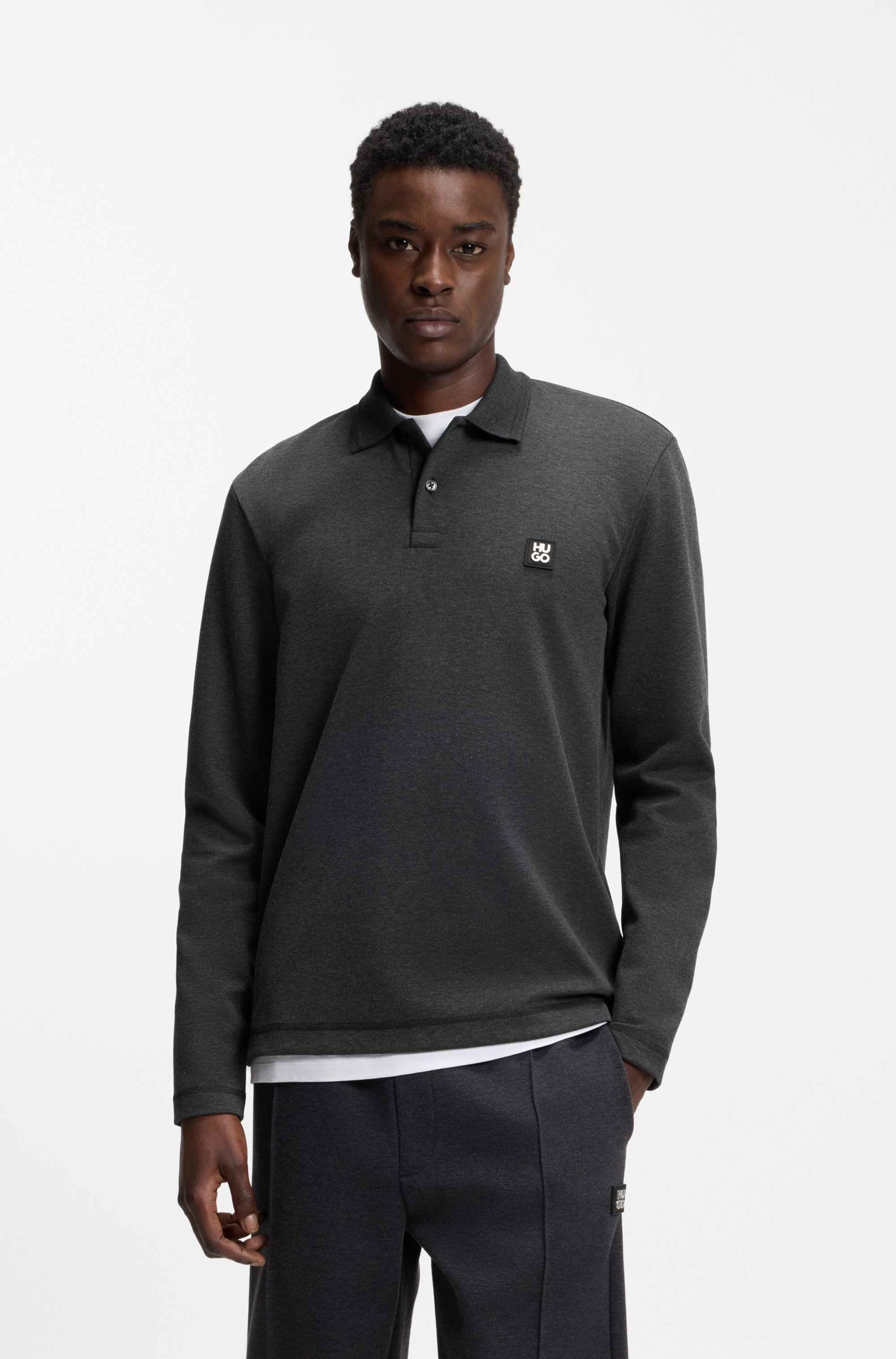 Cotton-blend polo shirt with stacked logo