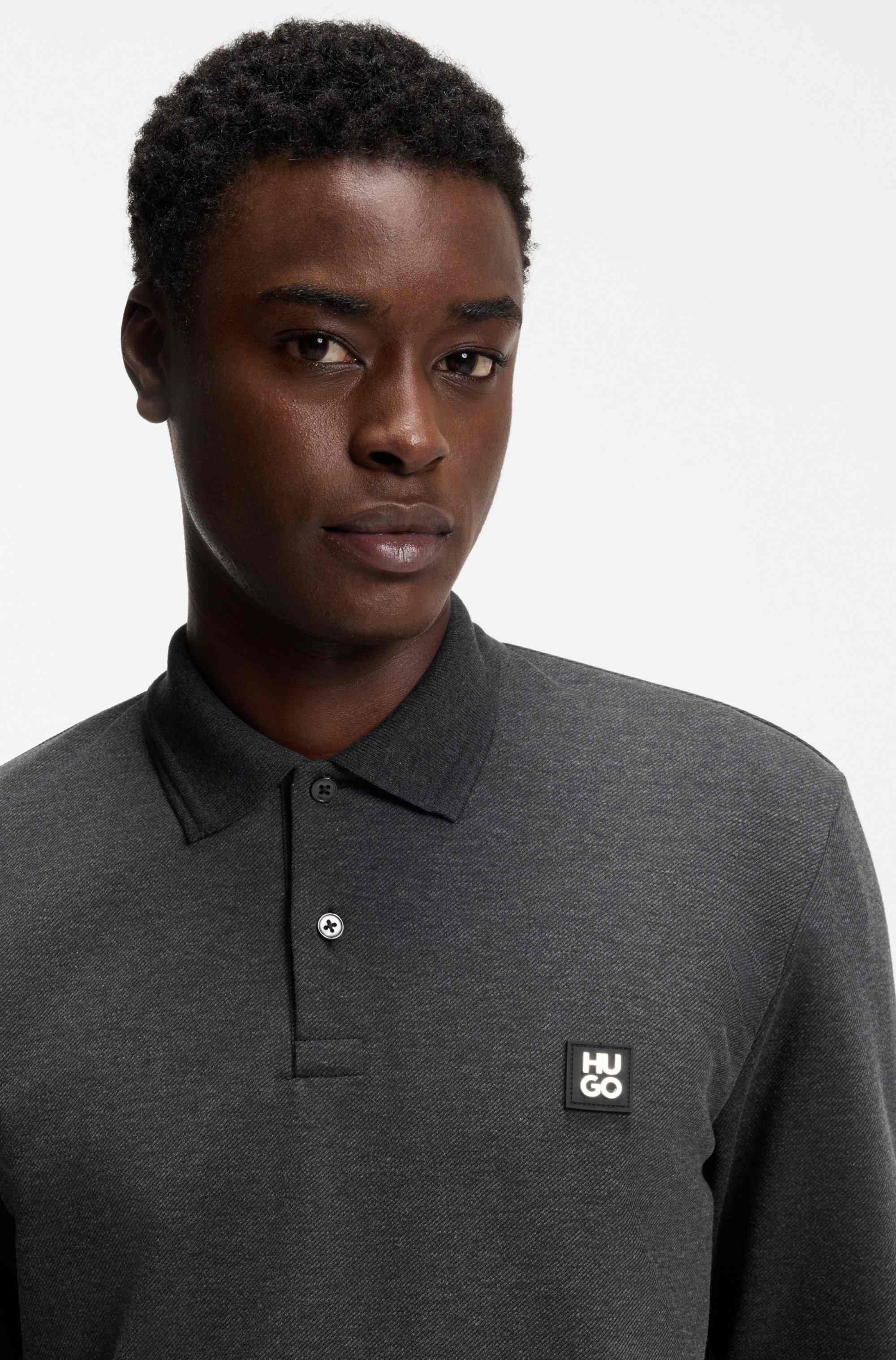 Cotton-blend polo shirt with stacked logo