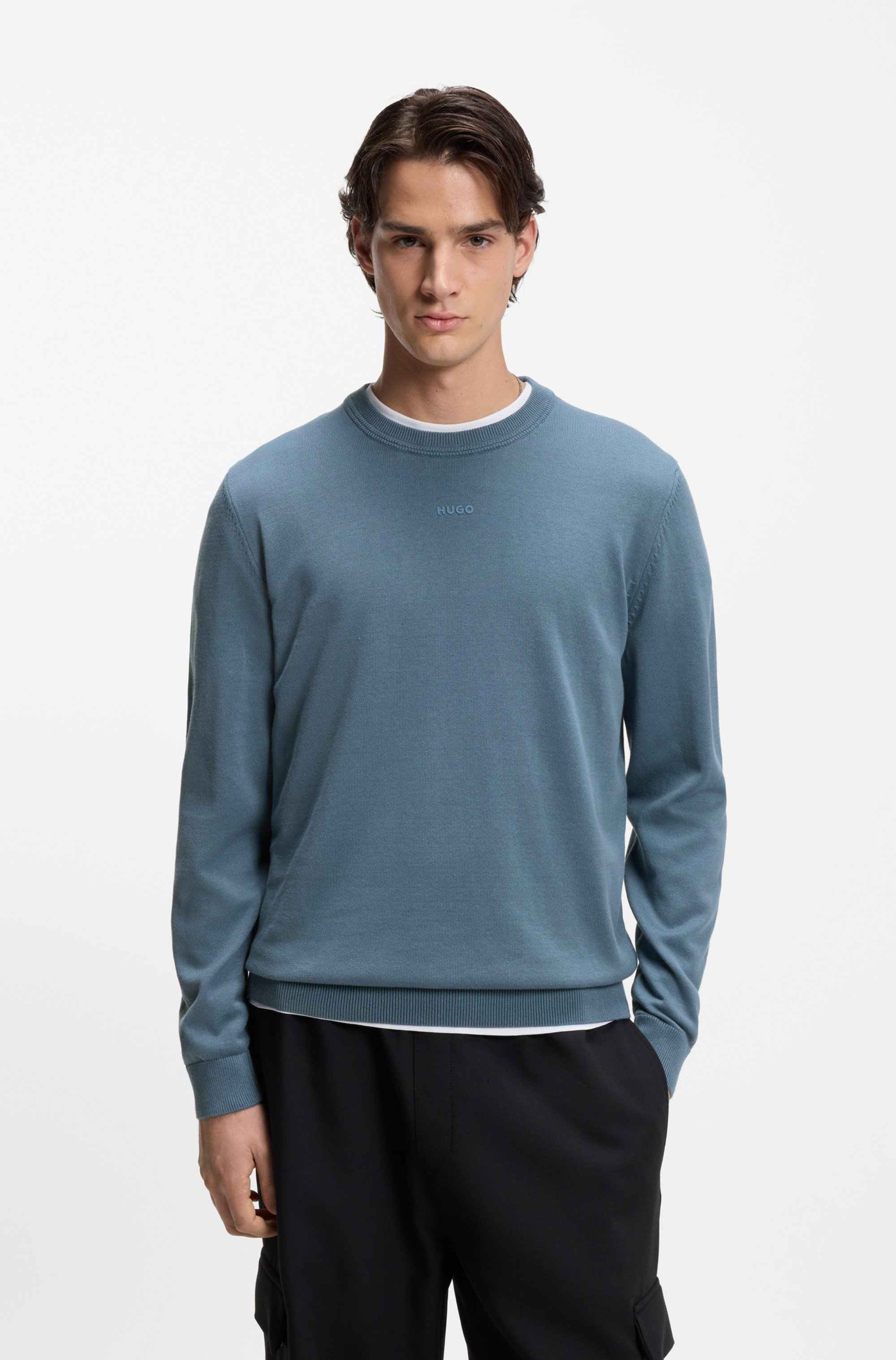 Cotton sweater with logo detail in slim fit