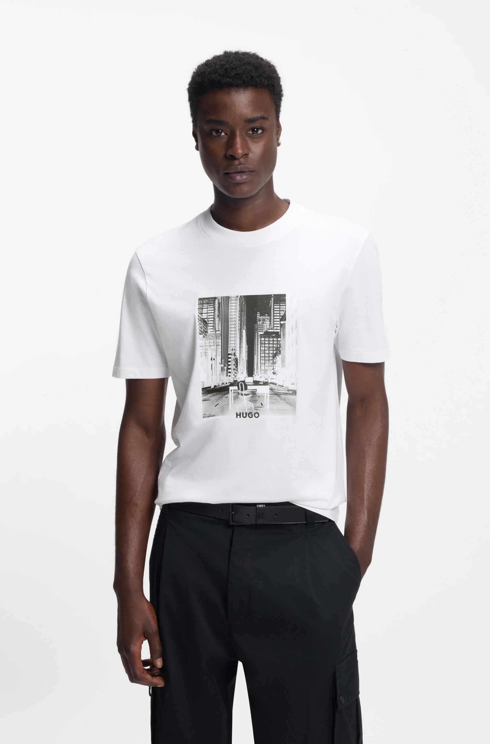 Cotton-jersey T-shirt with printed artwork