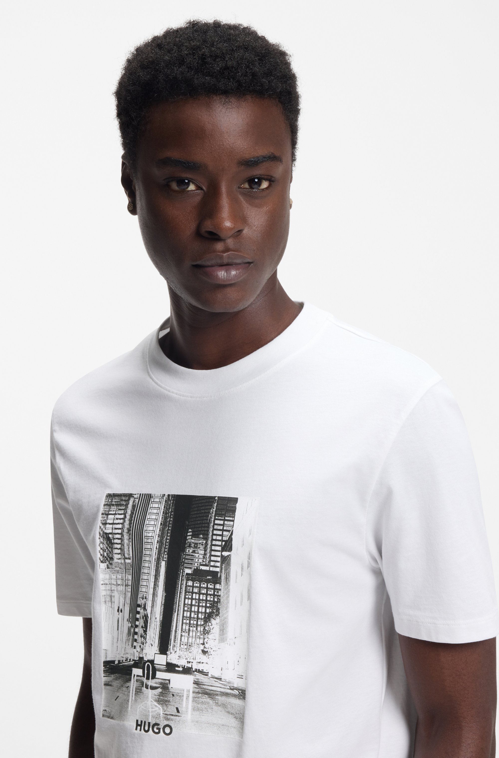 Cotton-jersey T-shirt with printed artwork