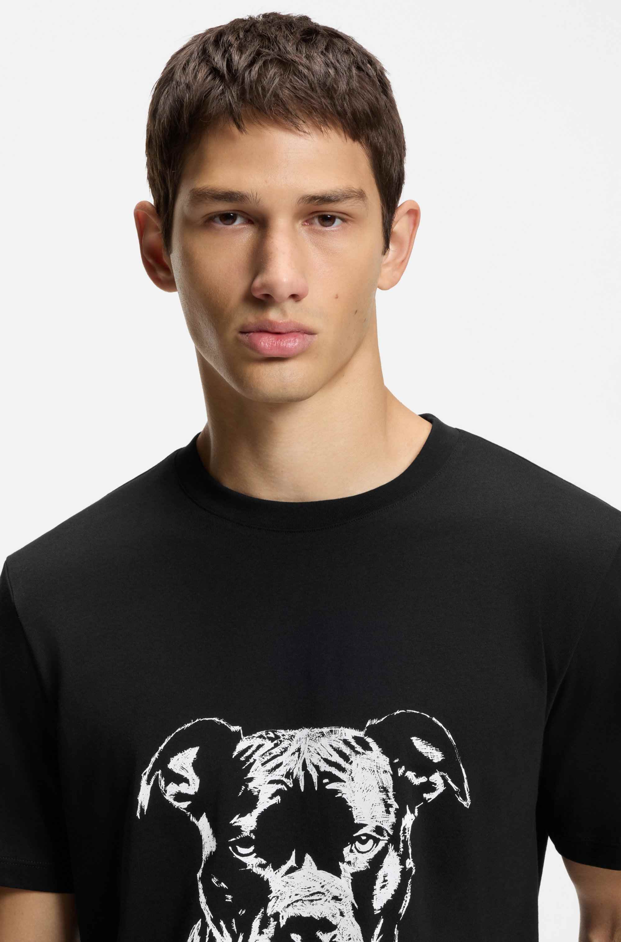 Cotton-jersey T-shirt with dog artwork