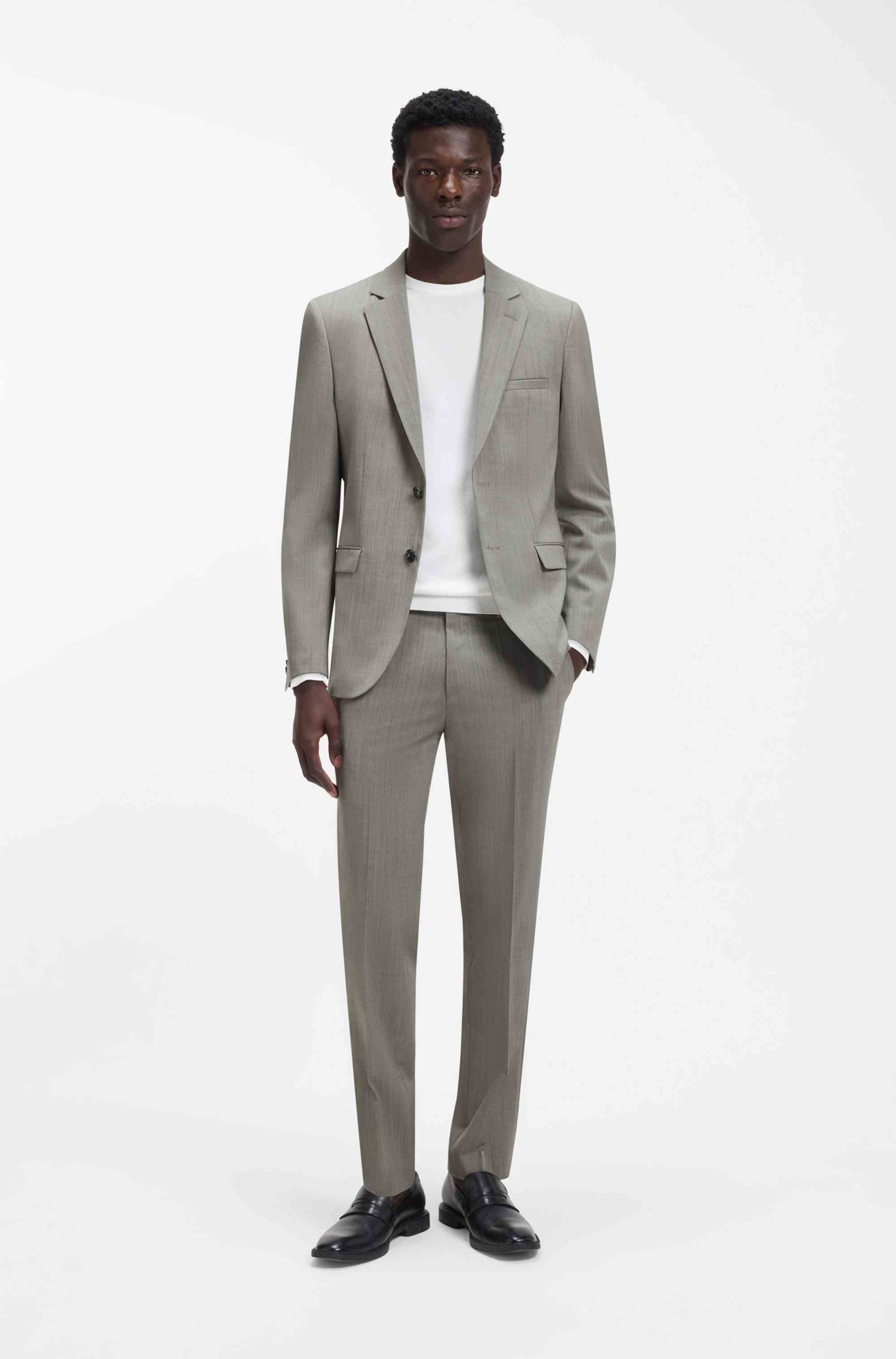 Extra-slim-fit suit in wool-blend poplin
