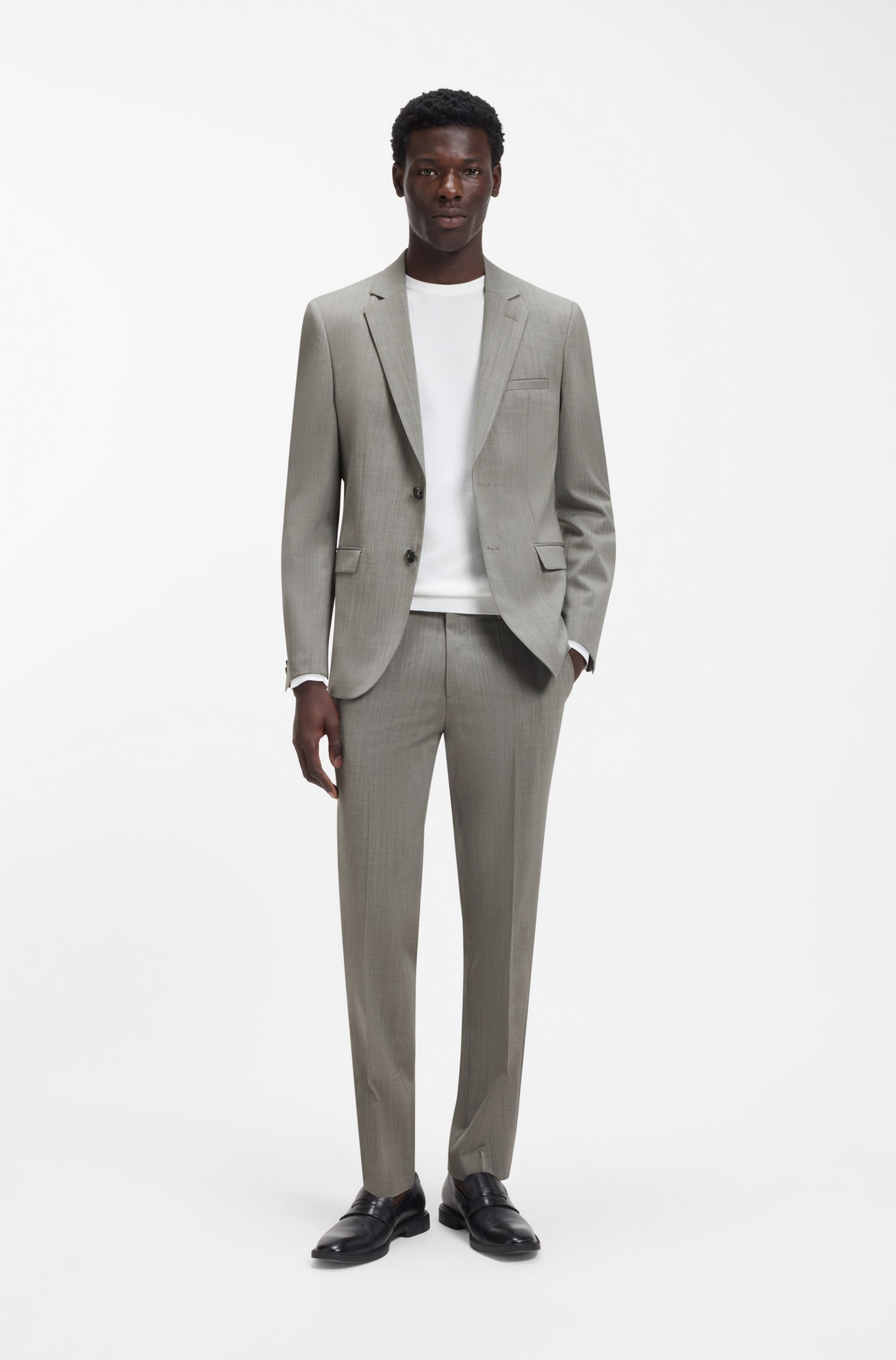 Extra-slim-fit suit in wool-blend poplin
