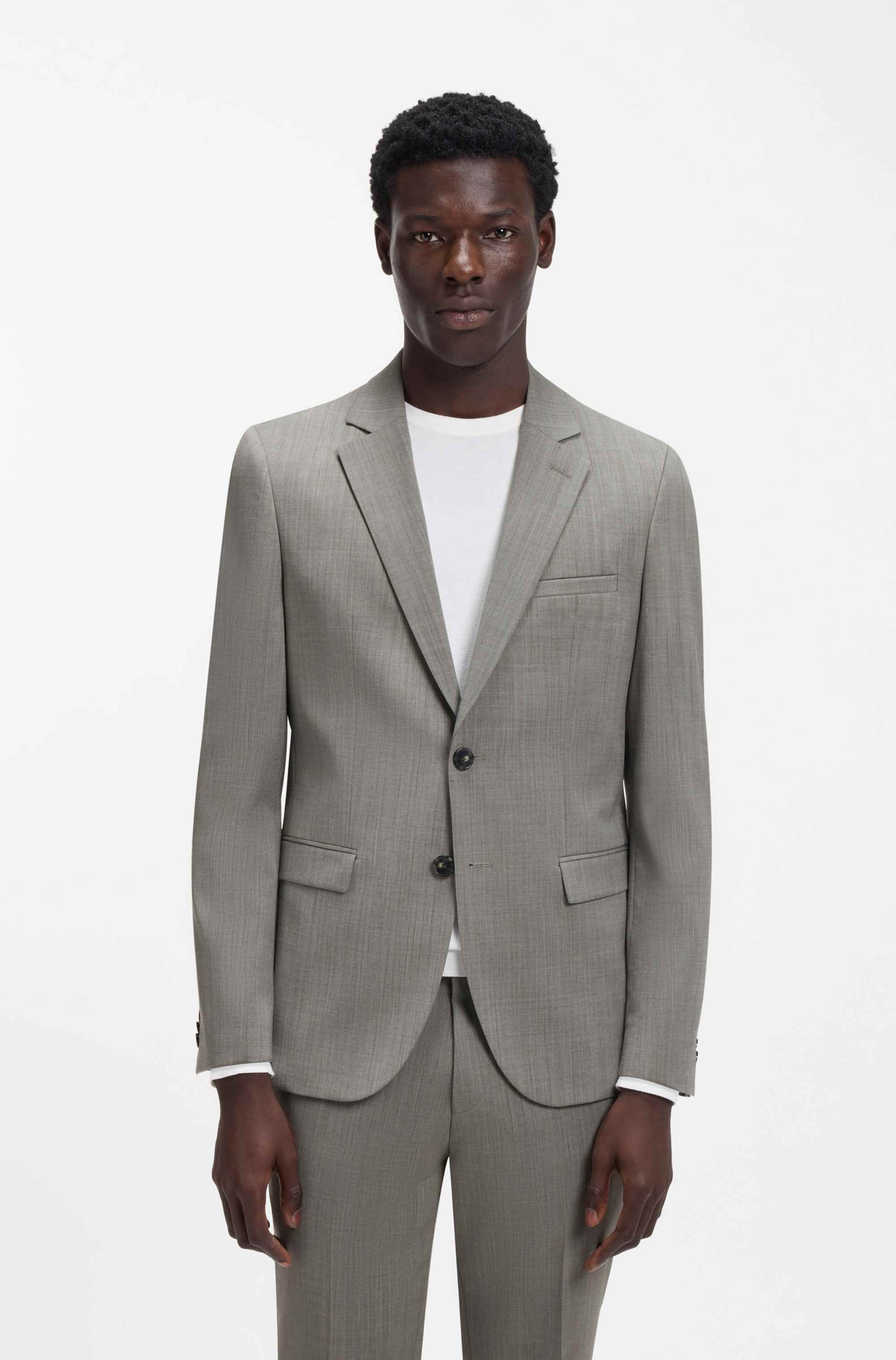 Extra-slim-fit suit in wool-blend poplin