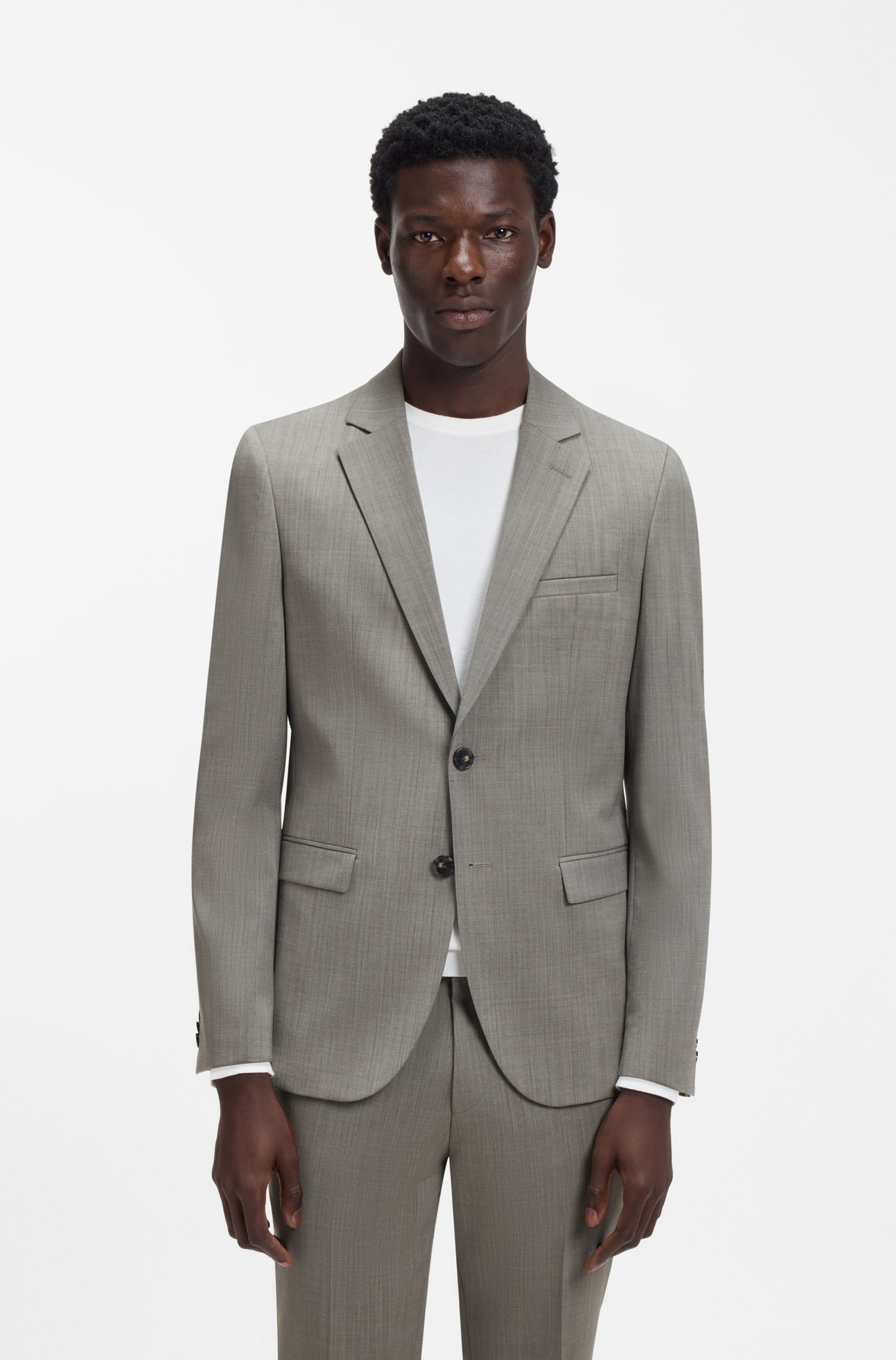 Extra-slim-fit suit in wool-blend poplin