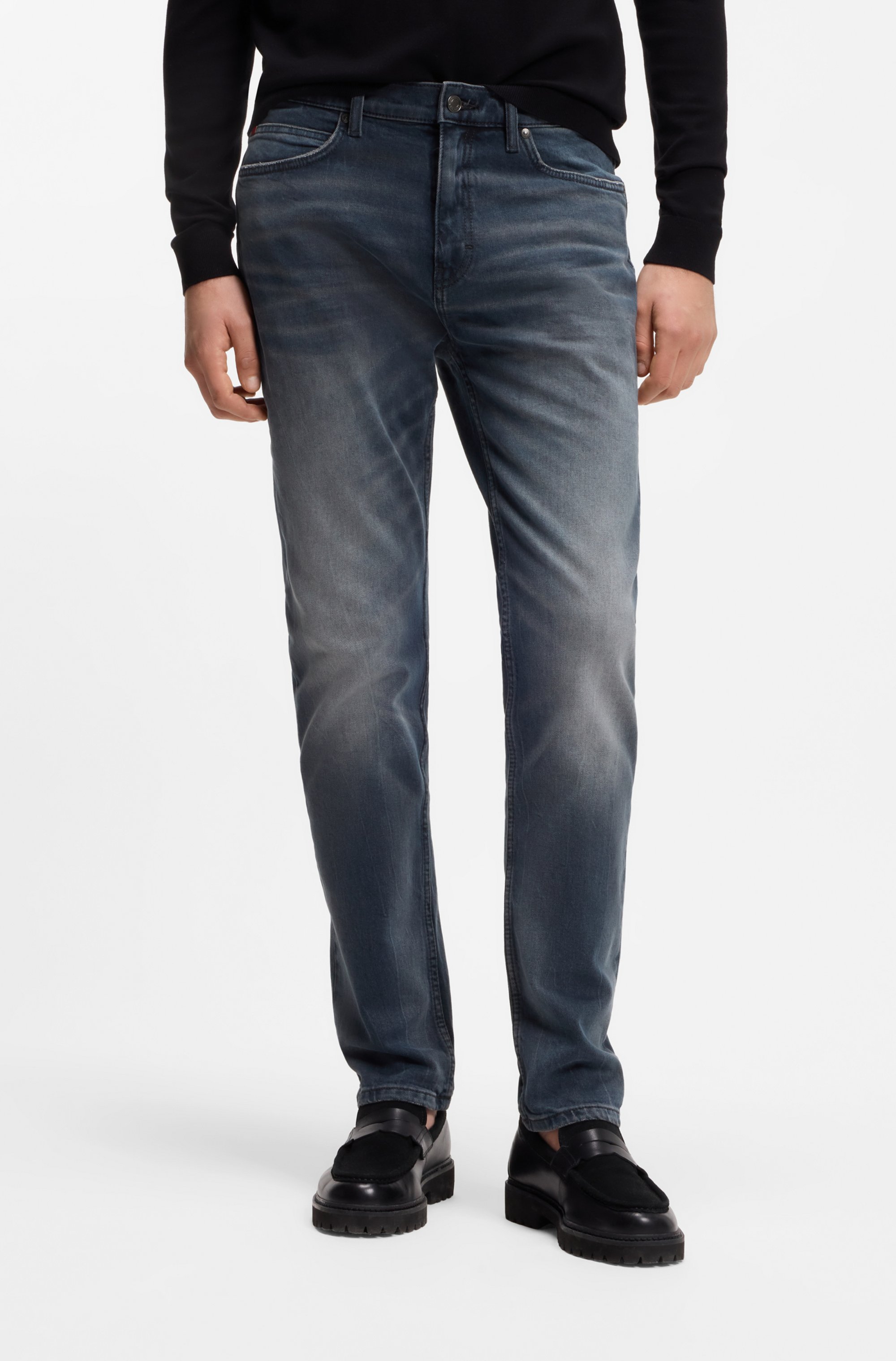 Slim-fit jeans in ash-blue stretch denim