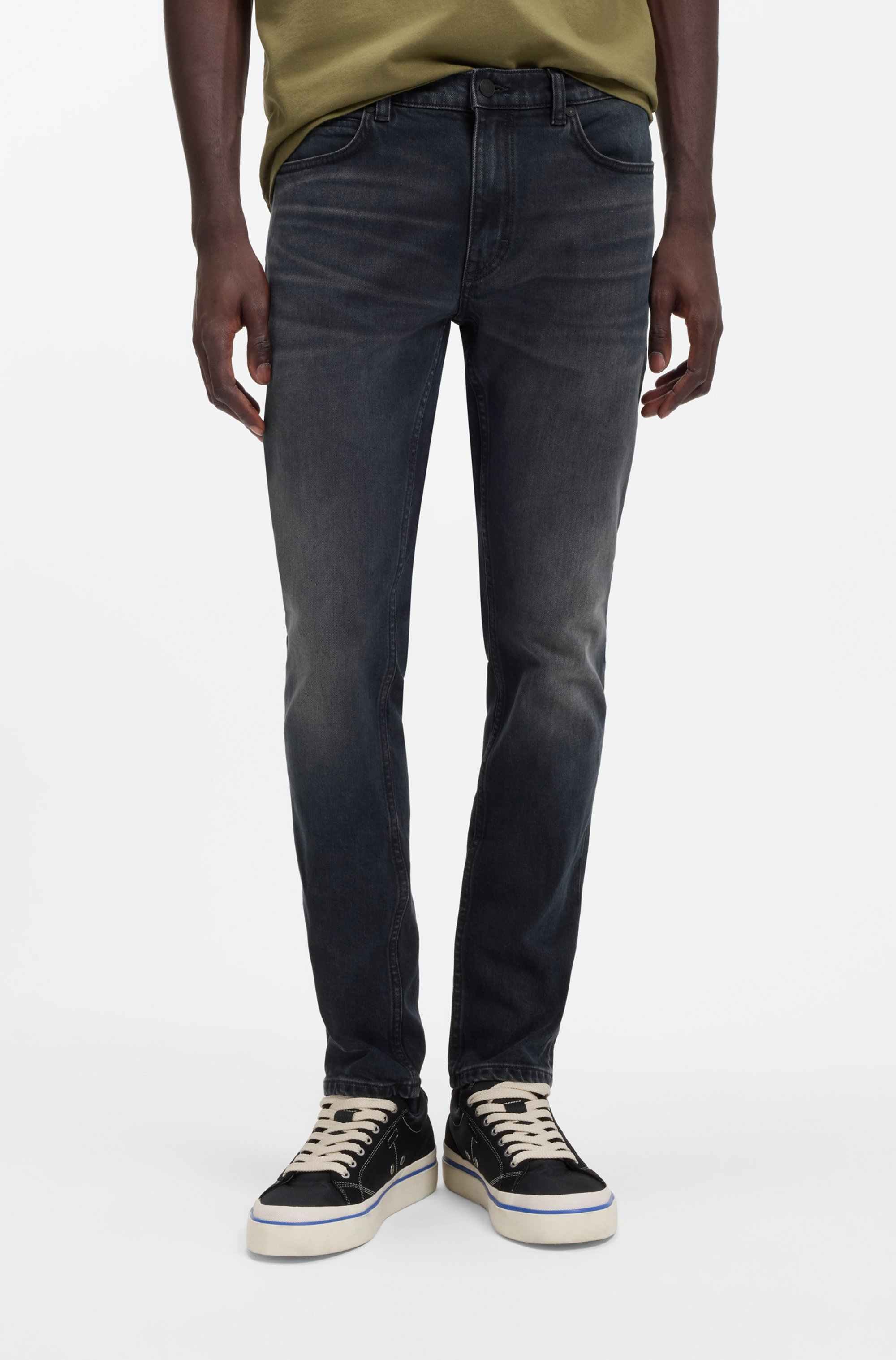 Extra-slim-fit jeans in ash-blue stretch denim