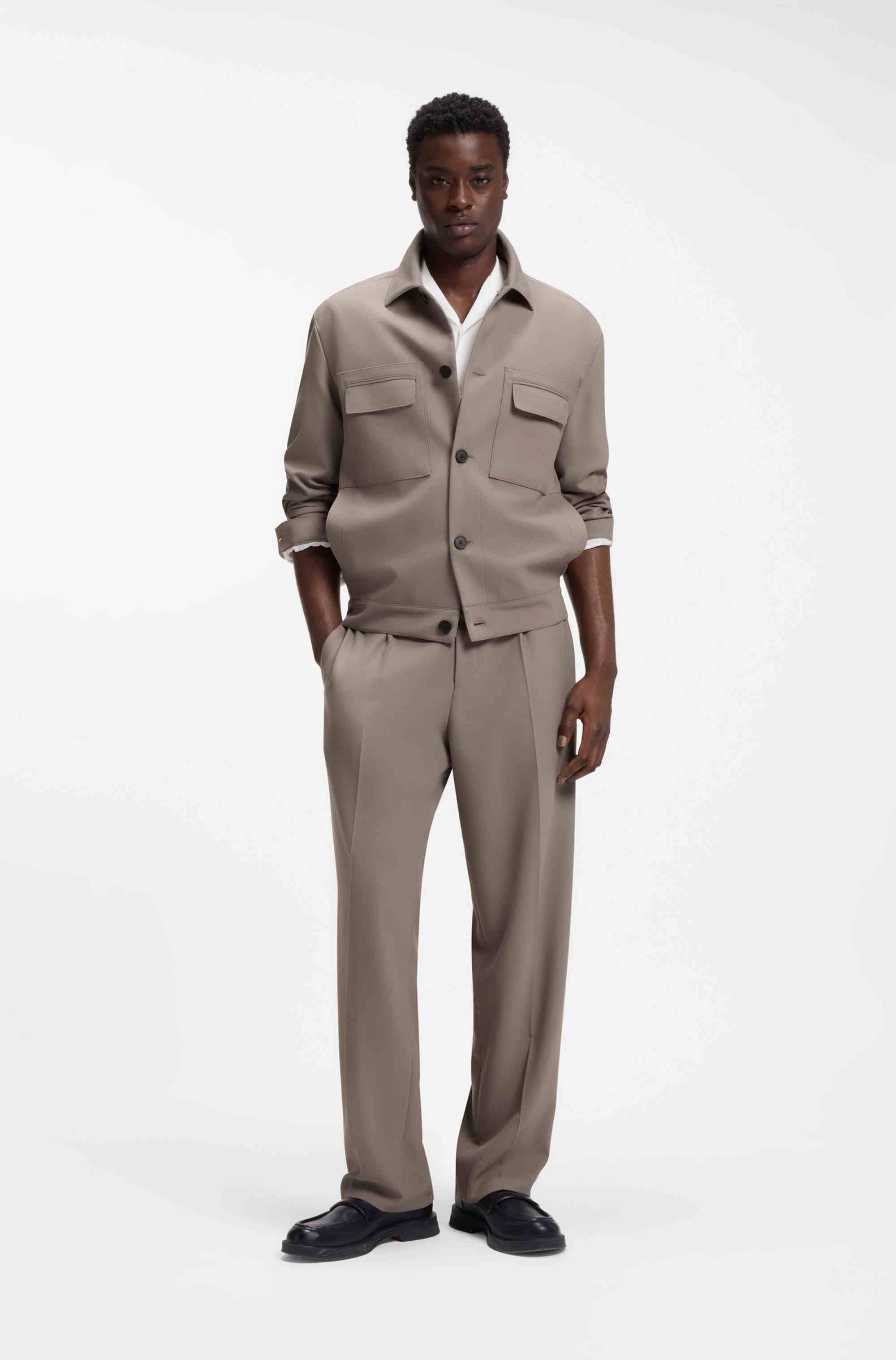 Slim-fit suit jacket in wrinkle-resistant twill