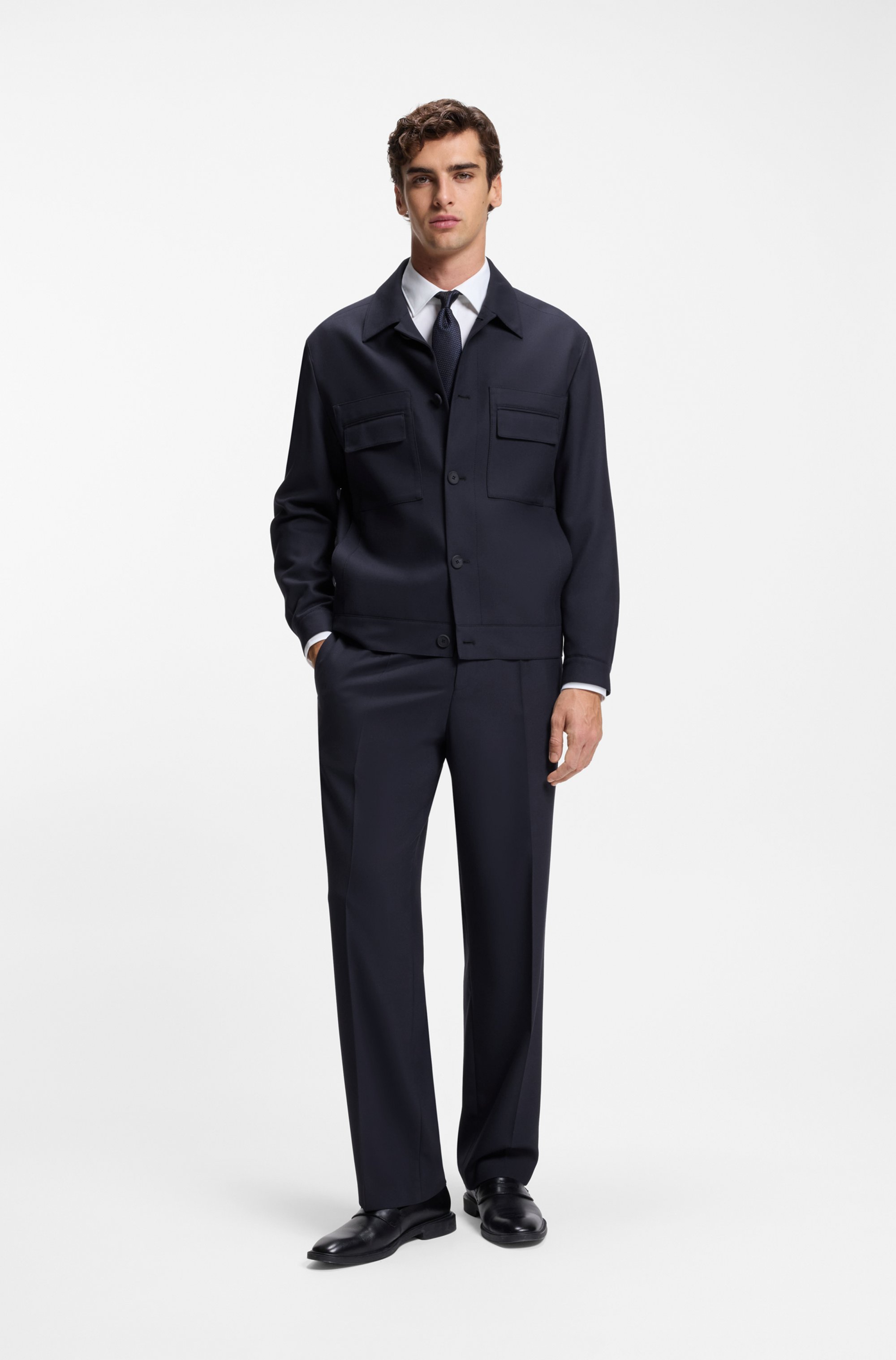 Slim-fit suit jacket in wrinkle-resistant twill