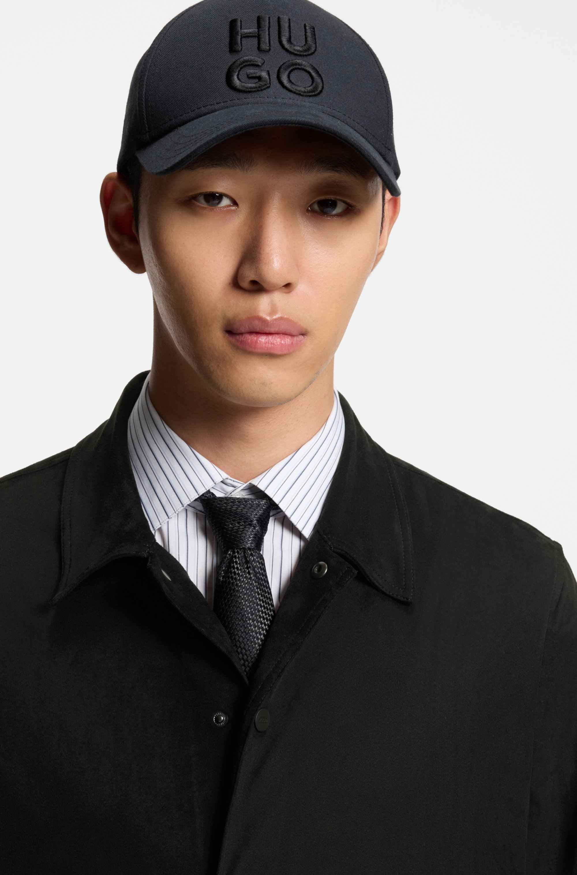 Oversized-fit shirt in faux leather with side pockets